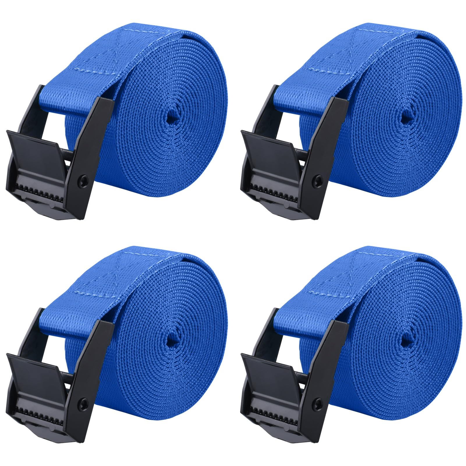 Azarxis Lashing Tie Down Straps Ratchet Secure Cinch Strap Adjustable Cam Buckles Heavy Duty Belts up to 441 lbs Capacity for Motorcycle Cargo Kayak Boat Canoe Truck Traile (Blue - 4 Pack, 5 m)