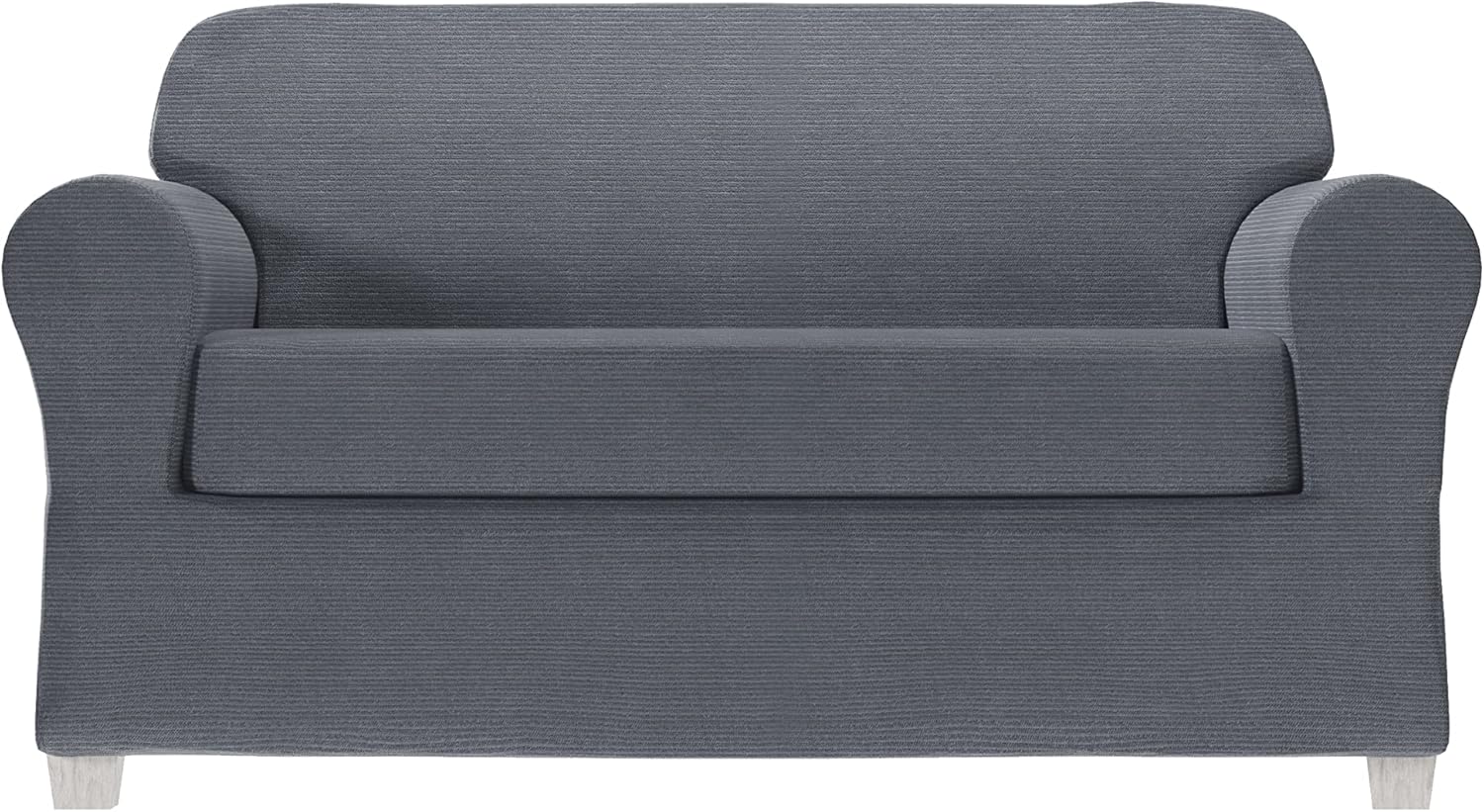 Zenna Home Chenille Stretch Loveseat Slipcover, Cadet Blue – 2-Piece Soft and Stretchable Slipcover for Loveseats, Wrinkle-Resistant Fabric, Easy Fit and Protection for Everyday Use