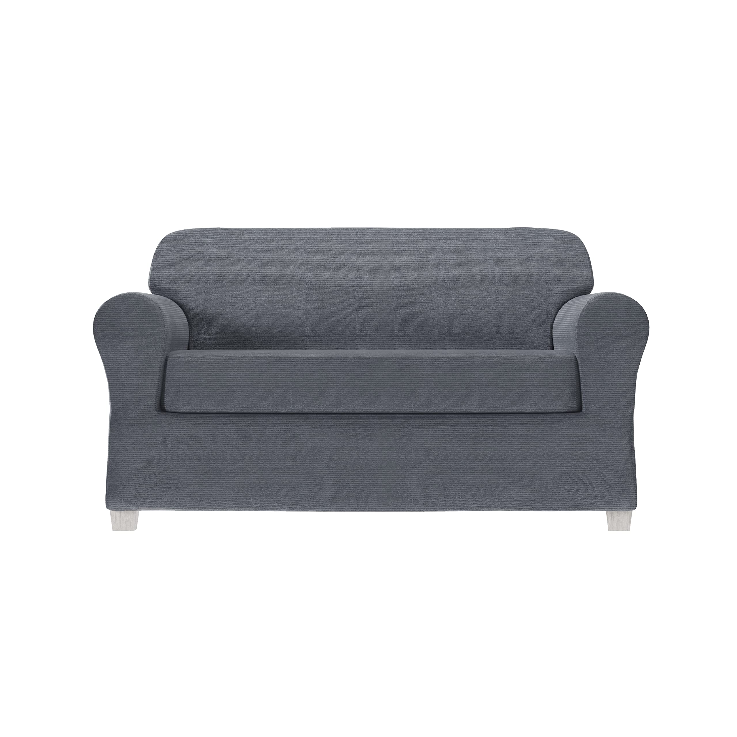 Zenna Home Chenille Stretch Loveseat Slipcover, Cadet Blue – 2-Piece Soft and Stretchable Slipcover for Loveseats, Wrinkle-Resistant Fabric, Easy Fit and Protection for Everyday Use