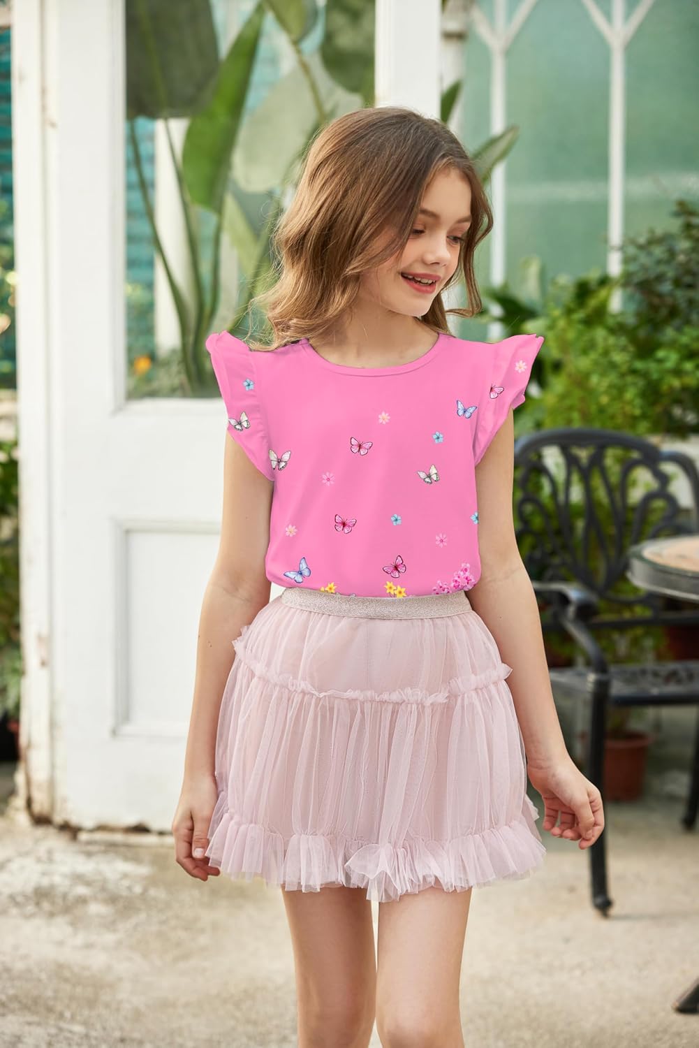 Arshiner Girls Shirts Ruffle Short Sleeve Summer Cute Casual Crewneck Tops image 3