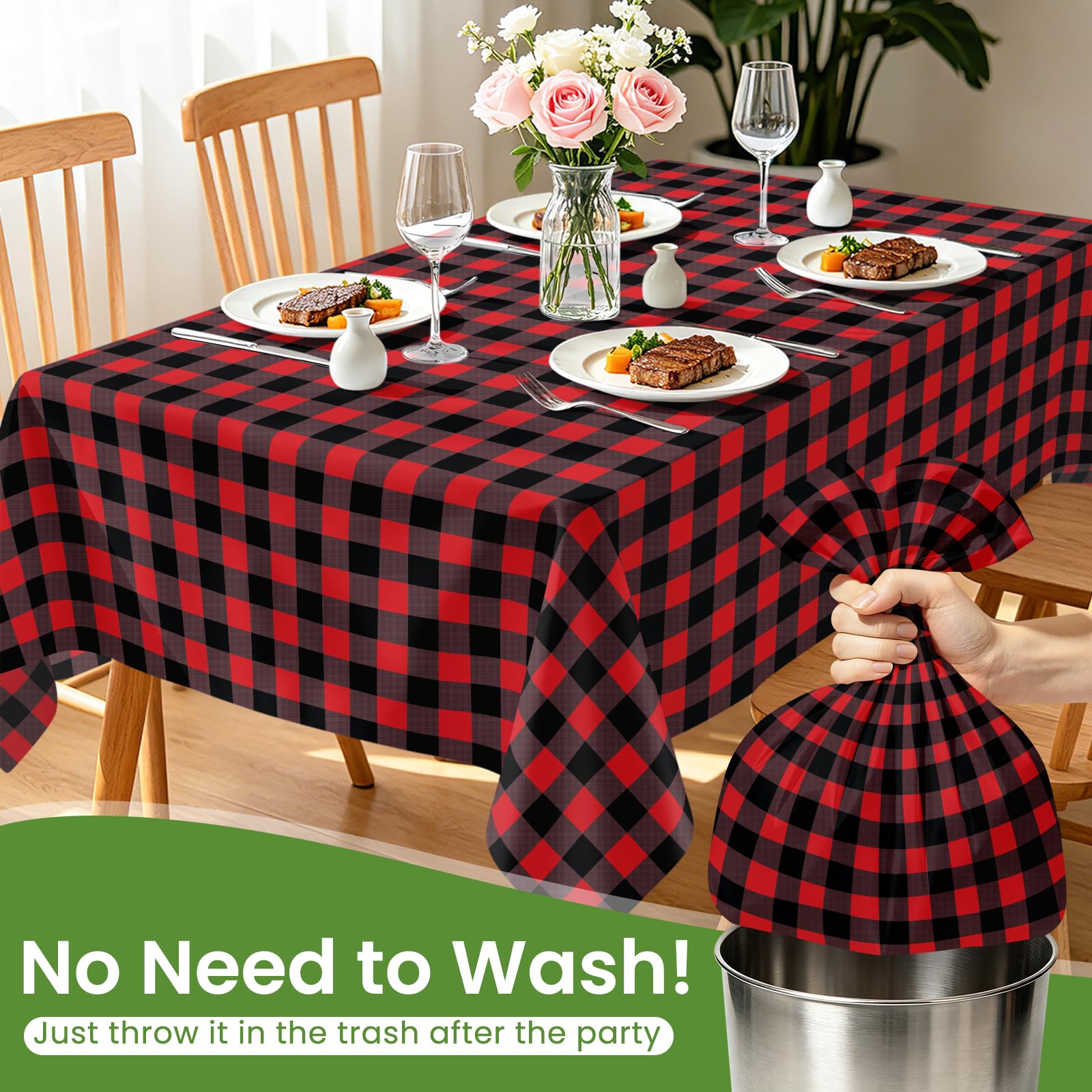 Karierte Tischdecke Party Saier Tbo Rot-weiß Karierte Tischdecke 137x274 Cm – öldicht, Abwischbar, Plastik, Für Partys, Grillen & Picknick