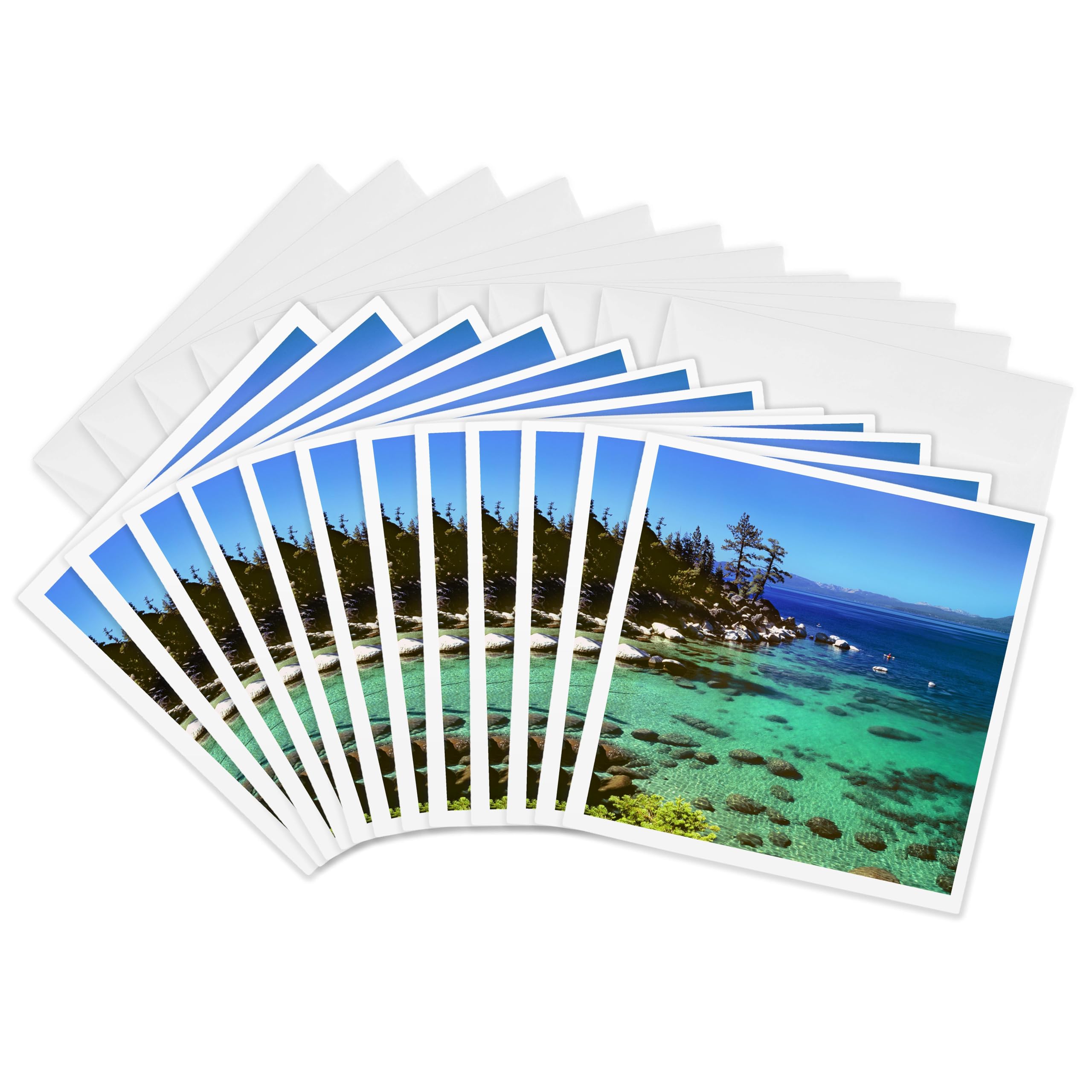 3dRose gc_92266_2 6 x 6-Inch "Nevada, Lake Tahoe Kayakers - Us29 Rer0003 - RIC Ergenbright" Greeting Card (Set of 12)