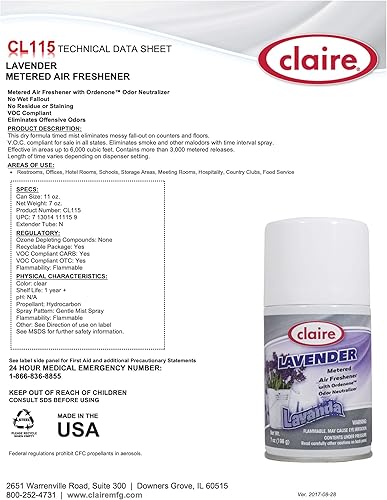 Miniatura 2 de Claire Ambientador medidor lavanda Cl115-12pk 7 onzas, peso neto, 12 unidades