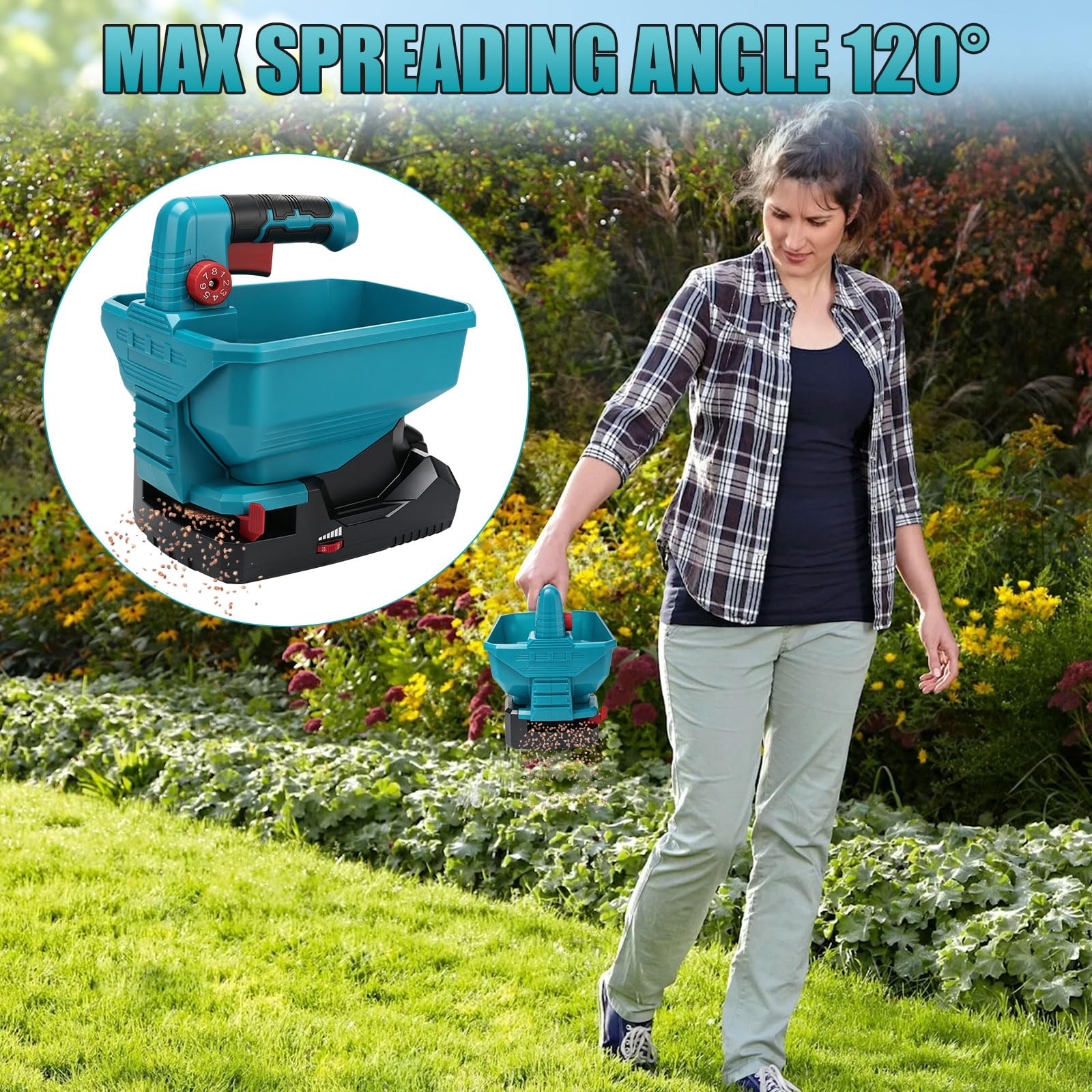 ConBlom Akku Düngerstreuer kompatibel mit Makita 18V Akku (ohne Akku)