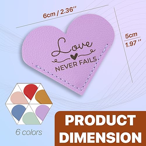 Miniatura 2 de Marcapáginas de cuero con versículos bíblicos en forma de corazón - Juego de 12 marcapáginas de esquina de cuero cristiano para mujeres,