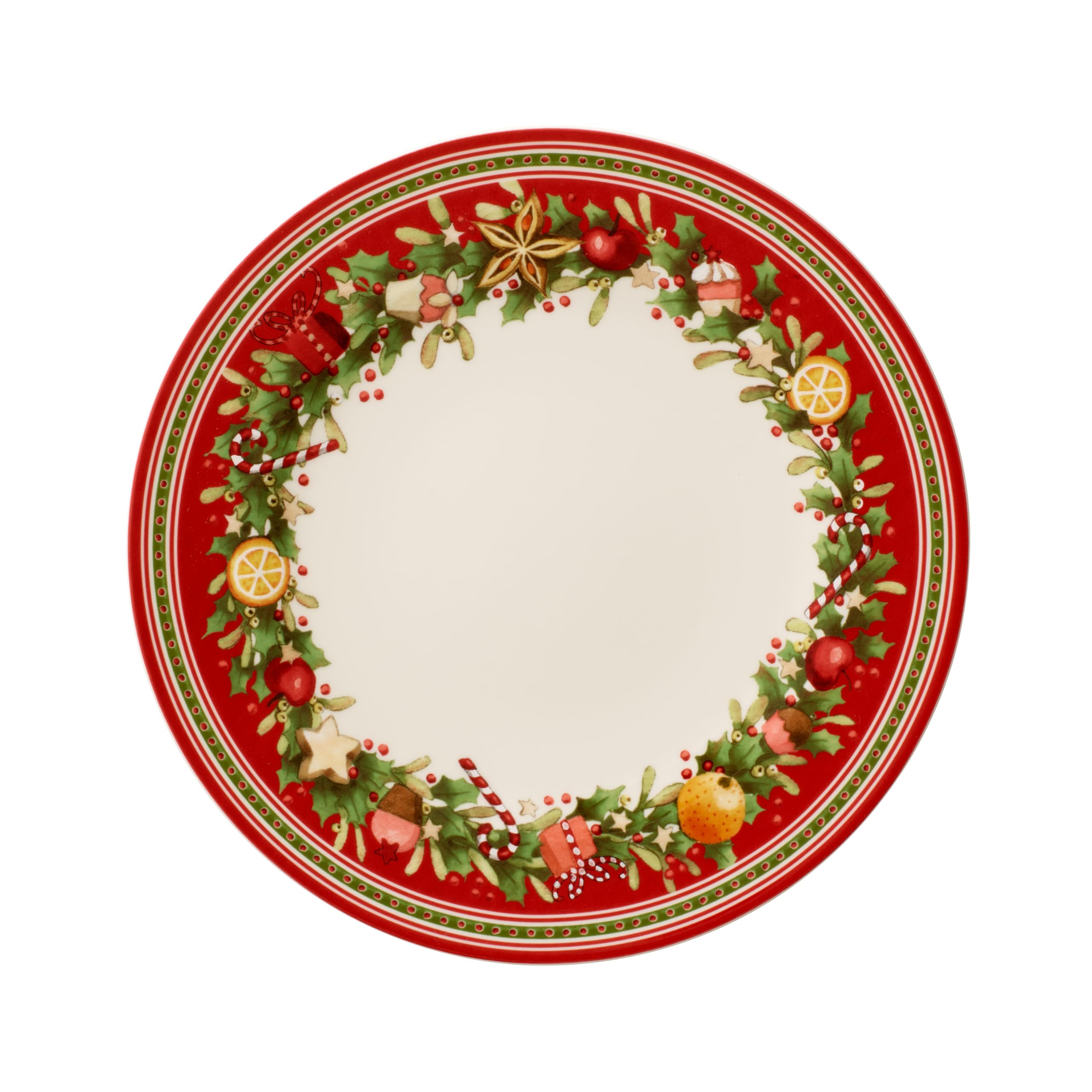 Winter Bakery Delight Plate 27 cm, Porcelain, 27 x 27 x 0.1 cm (White / Red), Christmas Theme