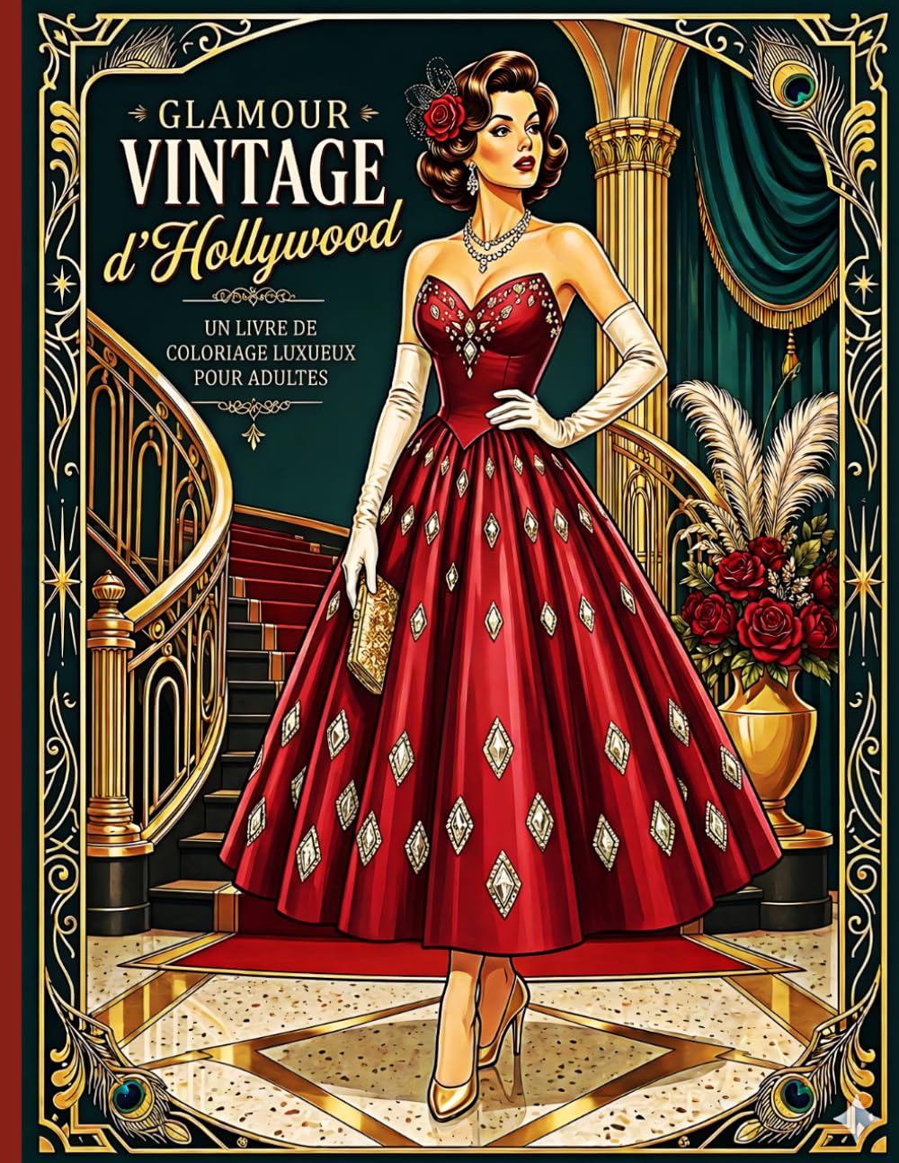Livre de Coloriage Hollywood Glamour pour Femmes: Illustrations Vintage et Rétro pour Adultes, Filles et Seniors | Portraits de Stars, Mode Art Déco, ... | Coloriage Anti-Stress et Relaxation