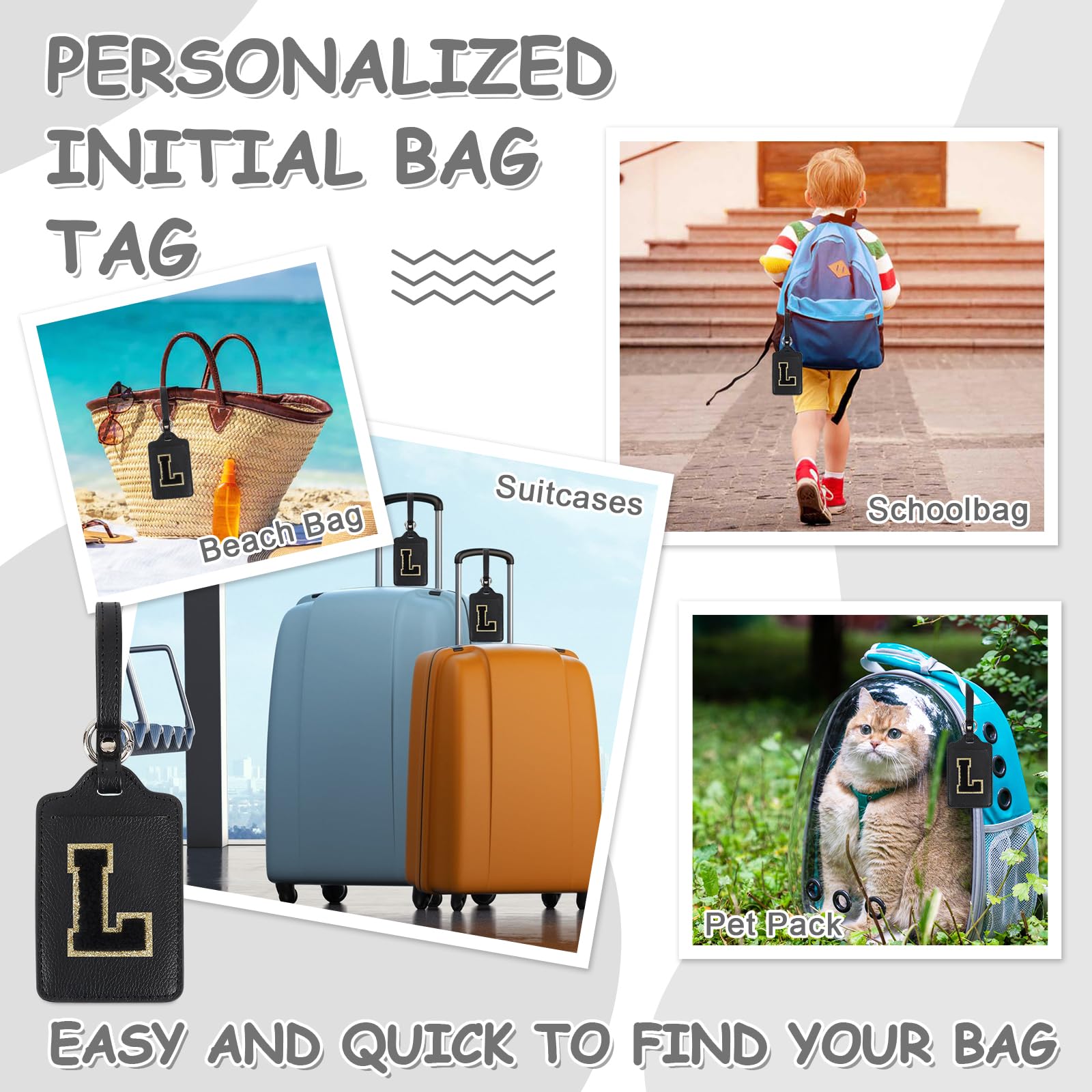 Etiquetas Para Maletas De Viaje Etiquetas De Equipaje Personalizadas Con Iniciales Para Maletas, Letras Tags Para Mochila