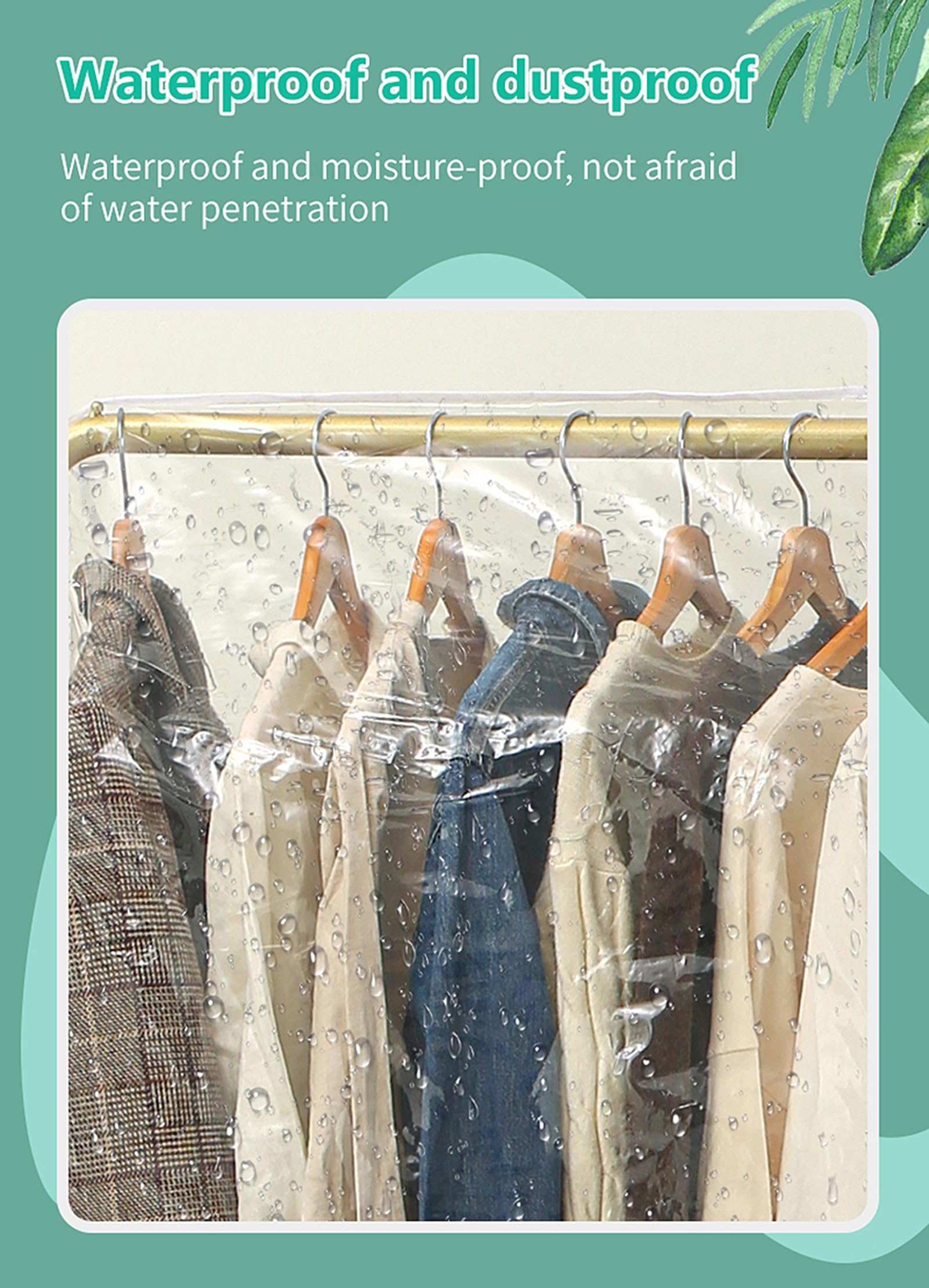 Funda para Ropa Transparente Impermeable A Prueba De Polvo Percha Funda Protectoacenamiento De Ropa Cremallera Bolsas para Ropa para Perchero para Colgar Ropa, 50 x 150 x 150 cm,Transparente