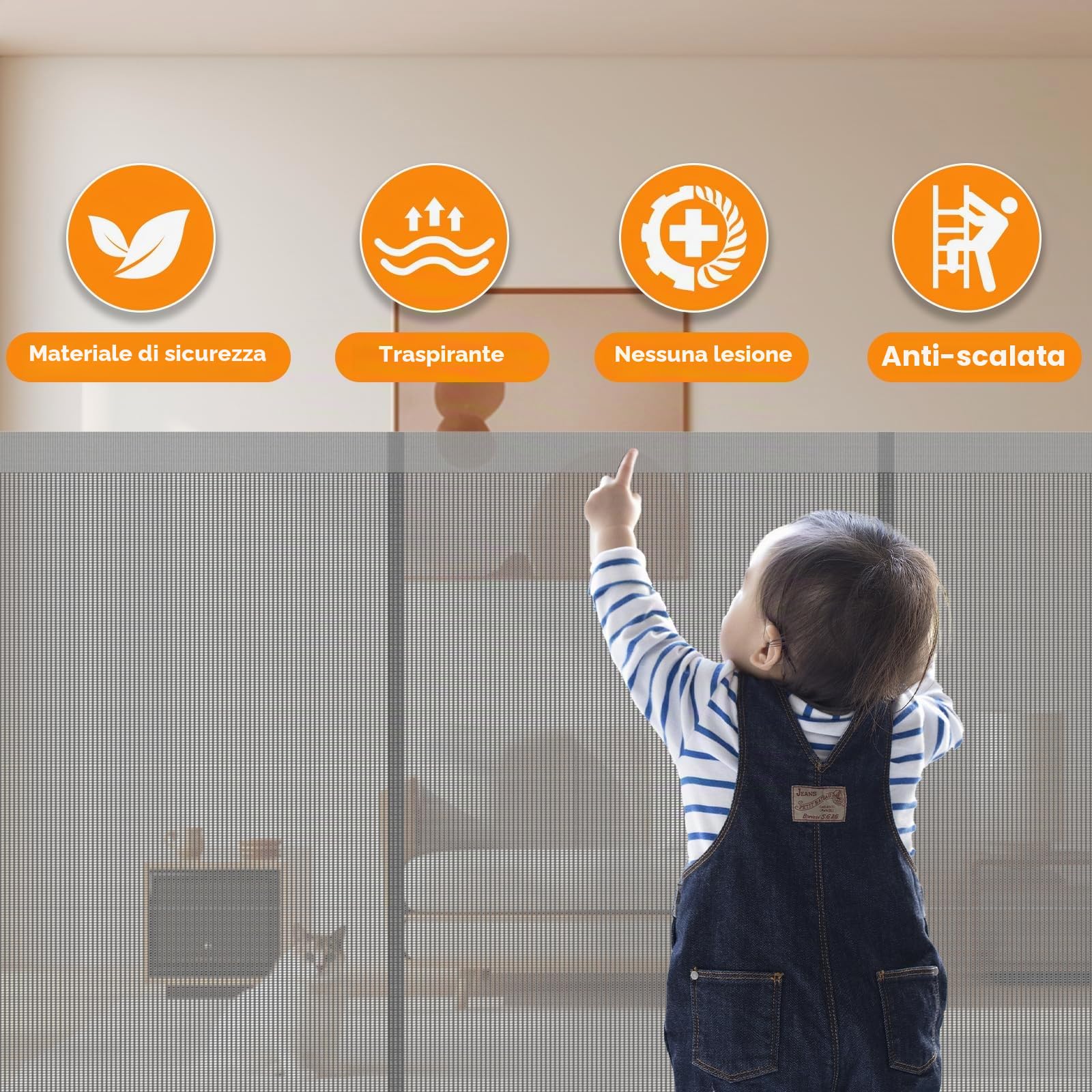 Xifamniy Cancello retrattile alto 144,8 cm, per animali domestici e sicurezza bambini (145 x 200 W)
