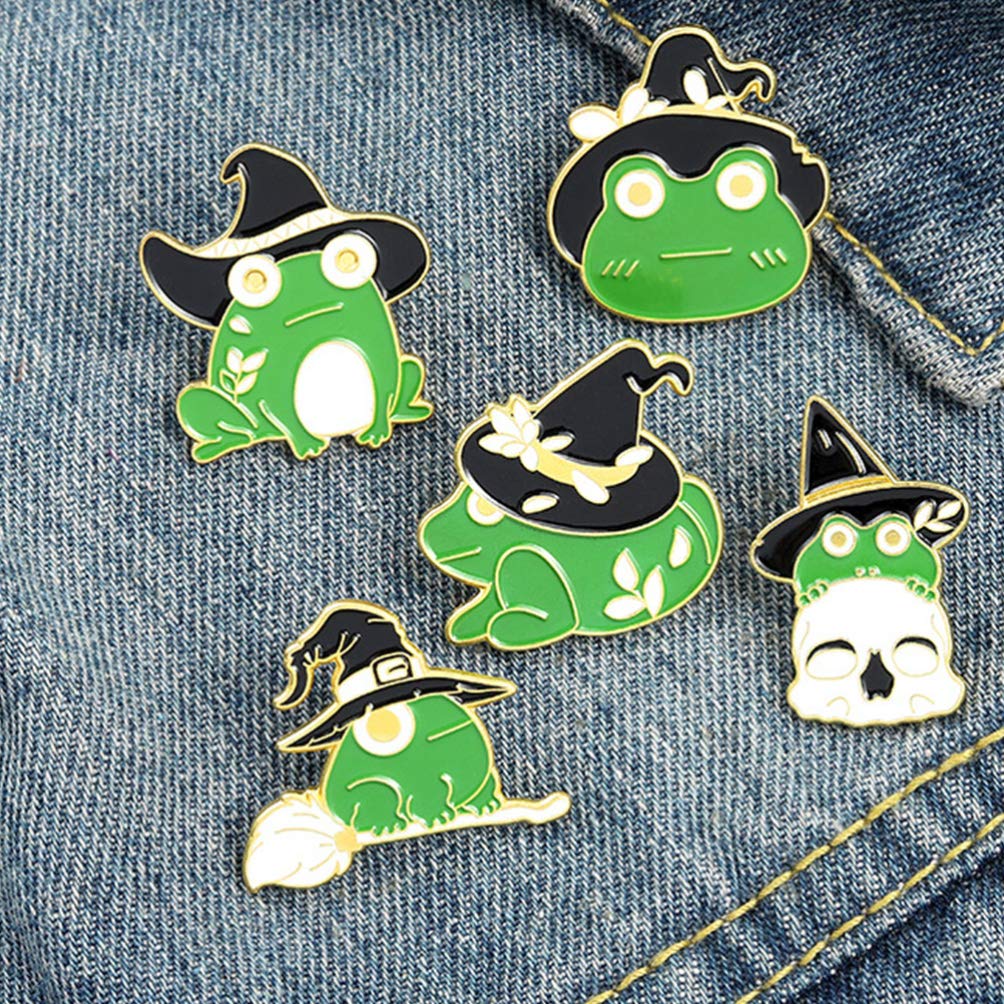 KKXXYQFC 10 ück Frosch-Brosche, einzigartige Anstecknadeln, Retro-Rucksack, Kleidung, Kristalldekor, Vintage für Damen, Damenschmuck, Legierung, Cartoon-Zauberer-Hut, Student