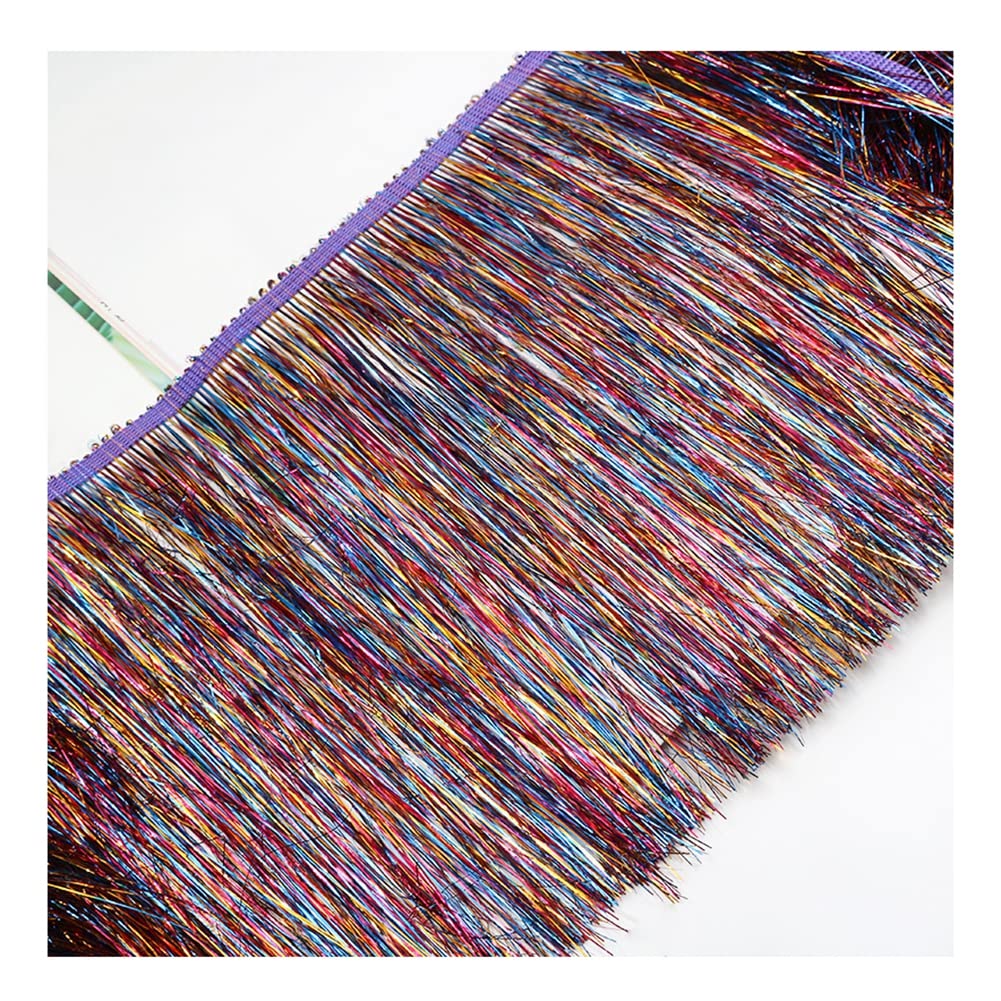 10 m × 20 cm - Frange à franges en soie - Longue bordure à franges - Pour couture, danse, franges latines - Pour bricolage, bricolage, vêtements, multicolore