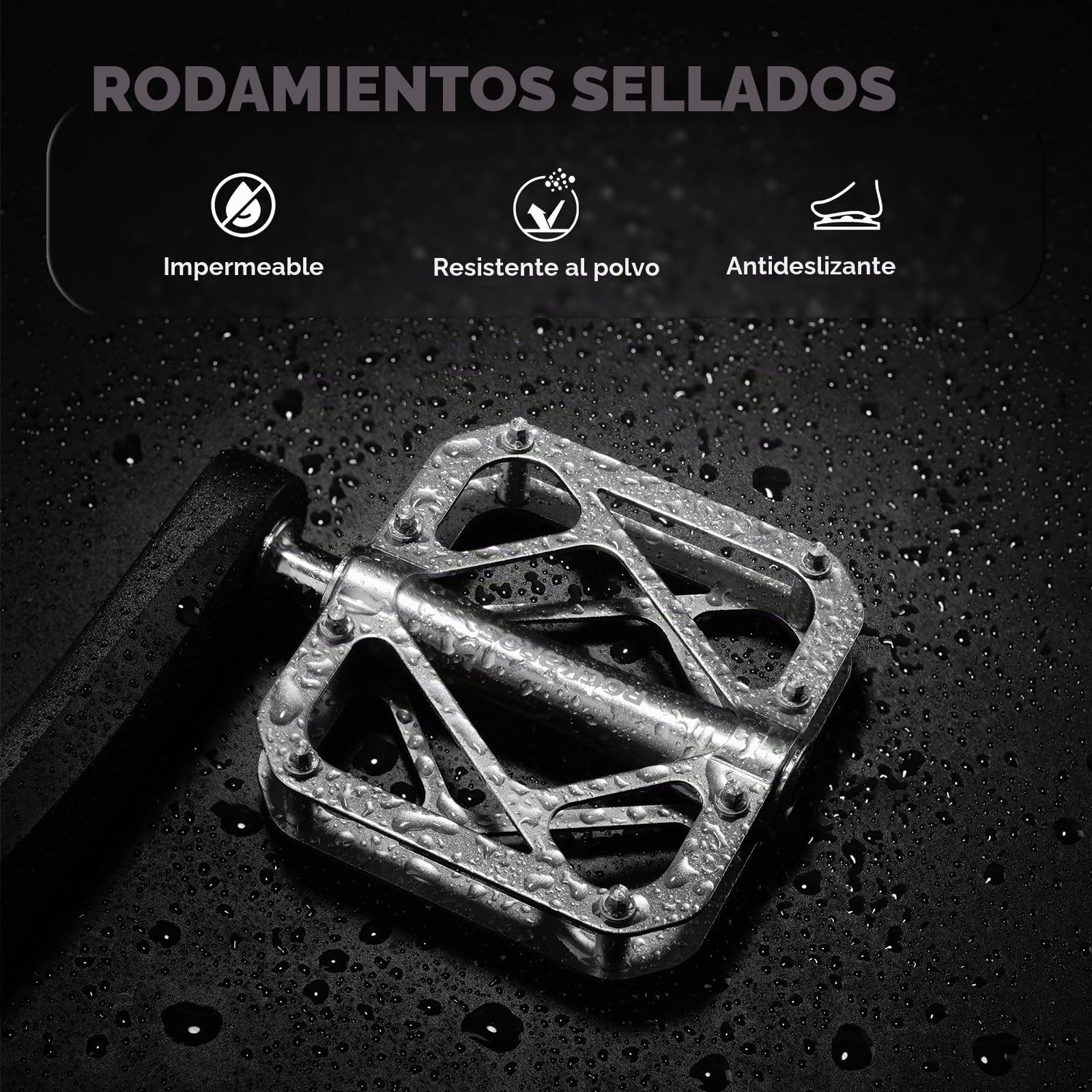 ROCKBROS Pedales Bicicleta Ultraligero, Pedales MTB de Aleación de Titanio Plataforma Grande 9/16” para Bicicleta de Montaña y Carretera BMX