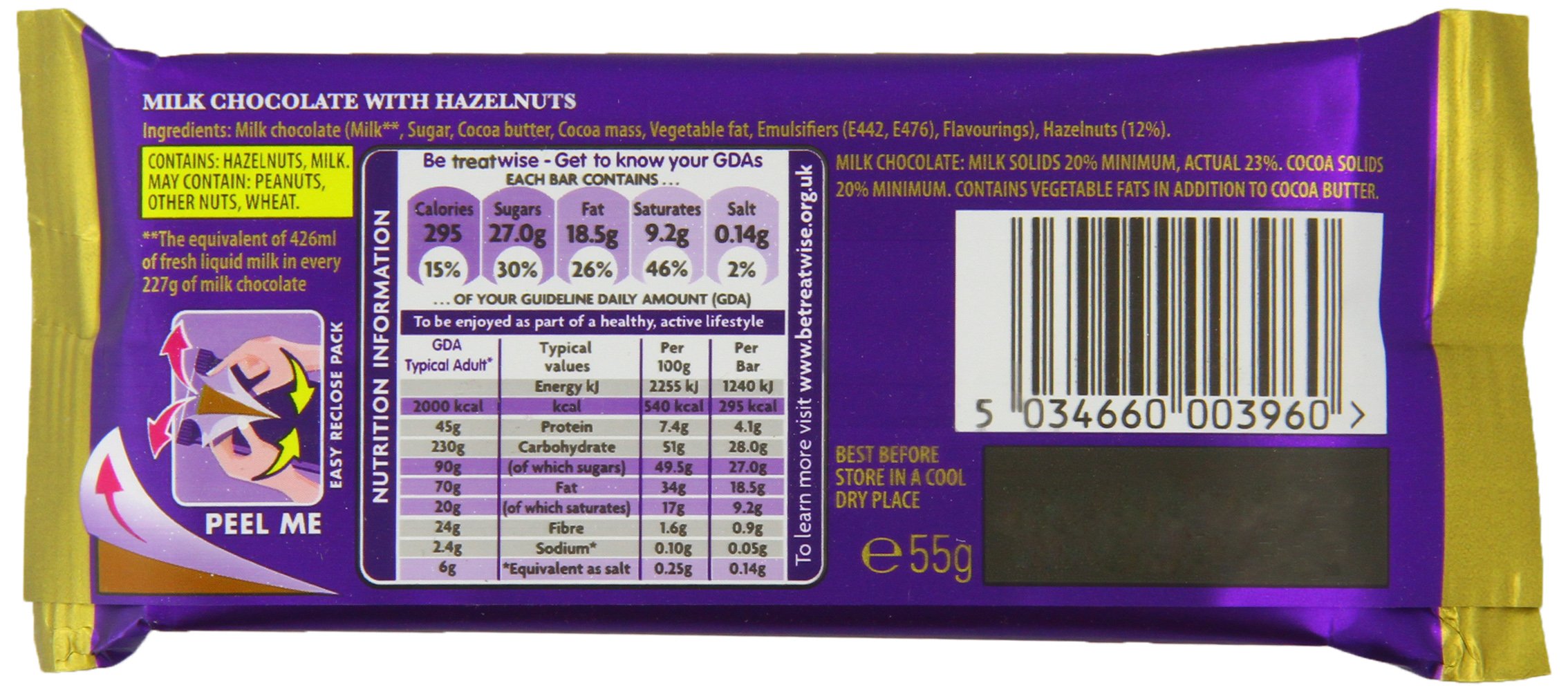 Cadbury Cioccolato intero al latte lattiero-caseario (confezione da 24)