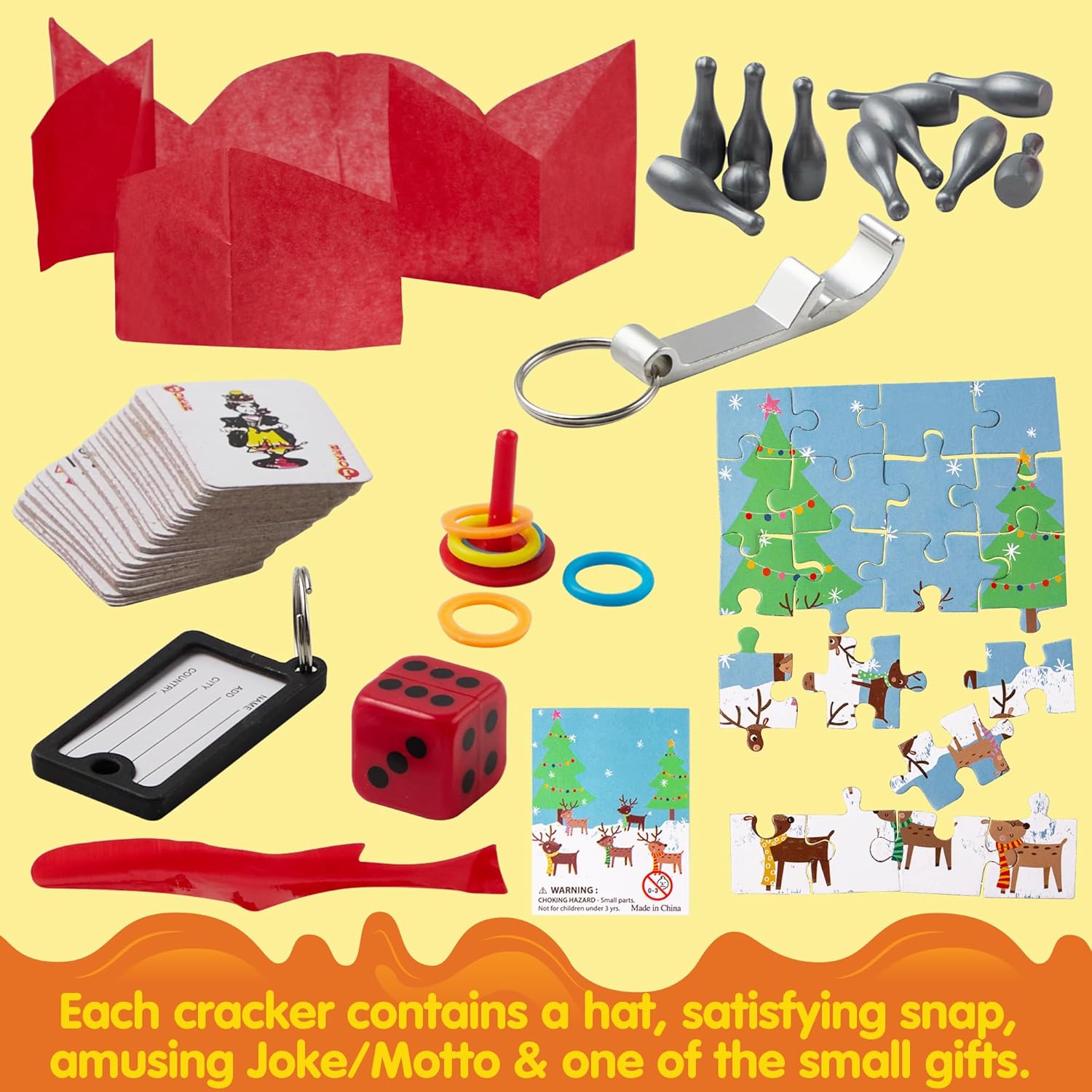 JOYIN 8 Pack Christmas Party Favor Non-Snap Party Table Favors with Reindeer Design Holiday Party Favor Supplies for Kids and Adults, Christmas Parties, Dinners and Holidays