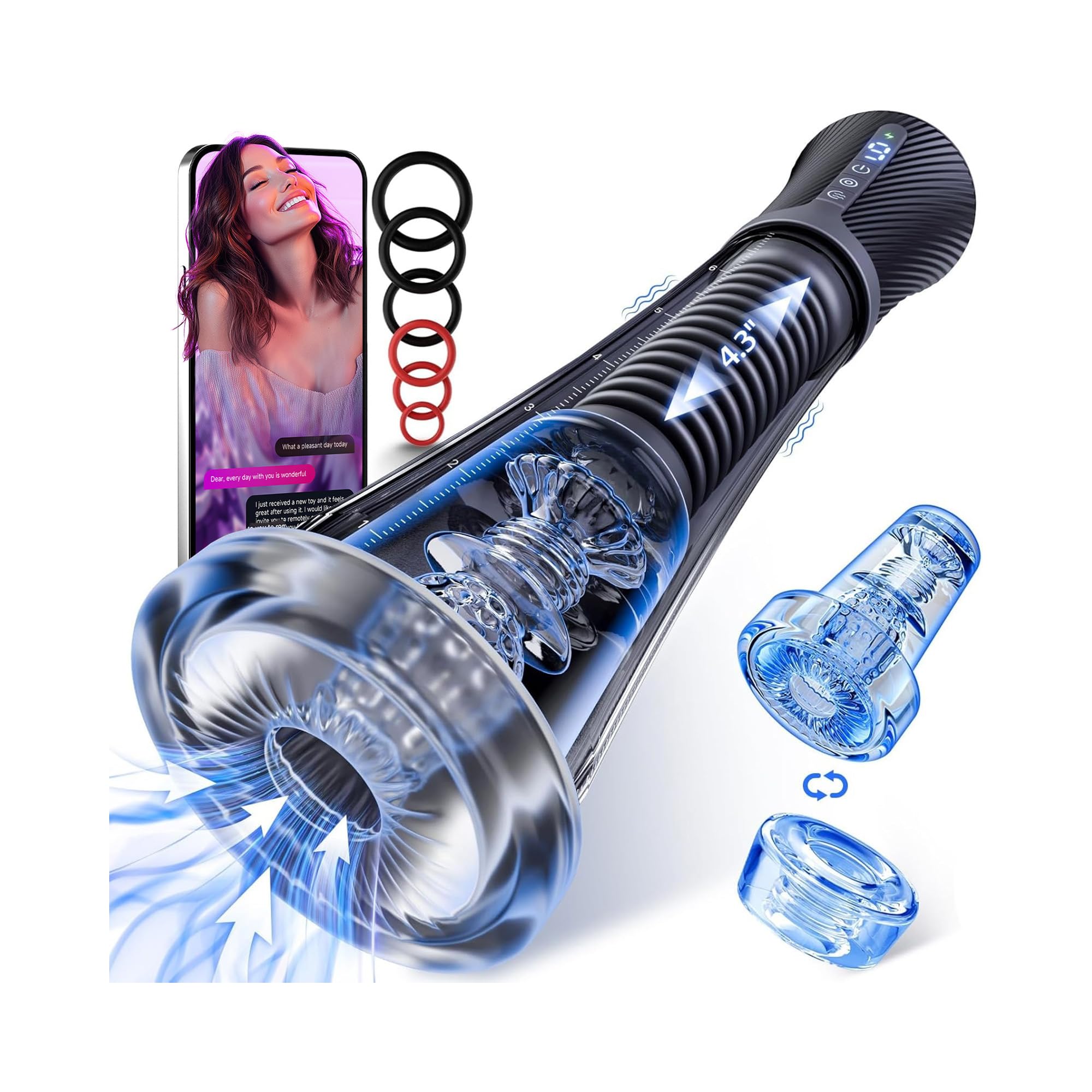 male masturbation app APP Controlled Male Masturbation Cup Thrusting Speeds Telescopic – Lurevibe main image 1