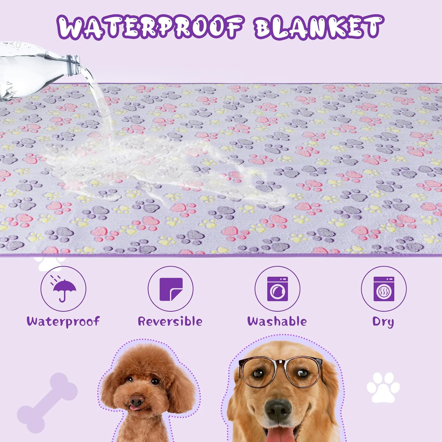 YUEPET Waterproof Dog Blankets, 6 Pack Washable Dog Blankets for Bed Couch Sofa Protector Fleece Flannel Puppy Blanket Soft Plush Reversible Throw Blanket for Medium Large Dogs 40"×30"