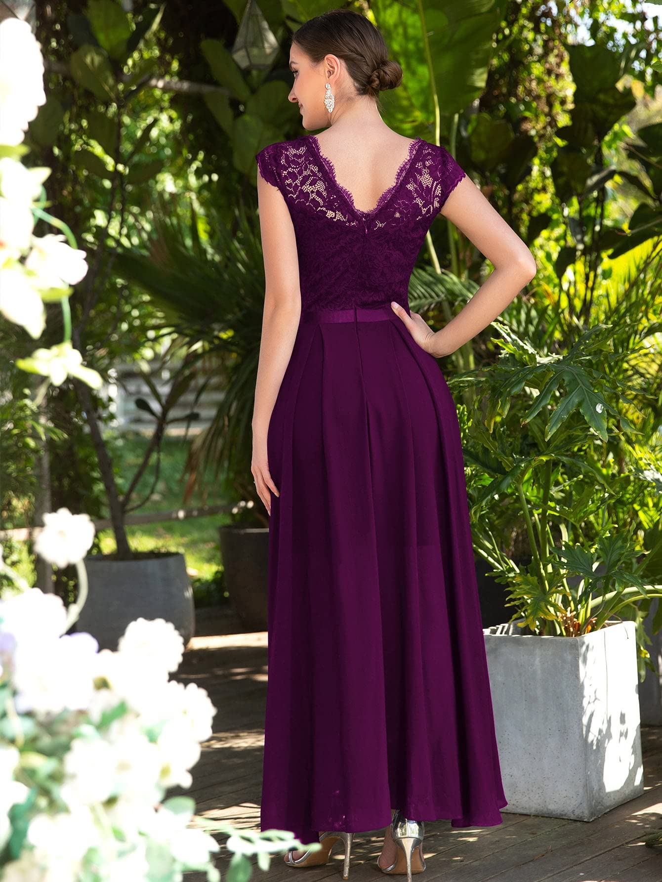 open lace back dress G667, Purple Wine Mother Daughter Shoot Gown Size: All, Color: All –  styleicon.in