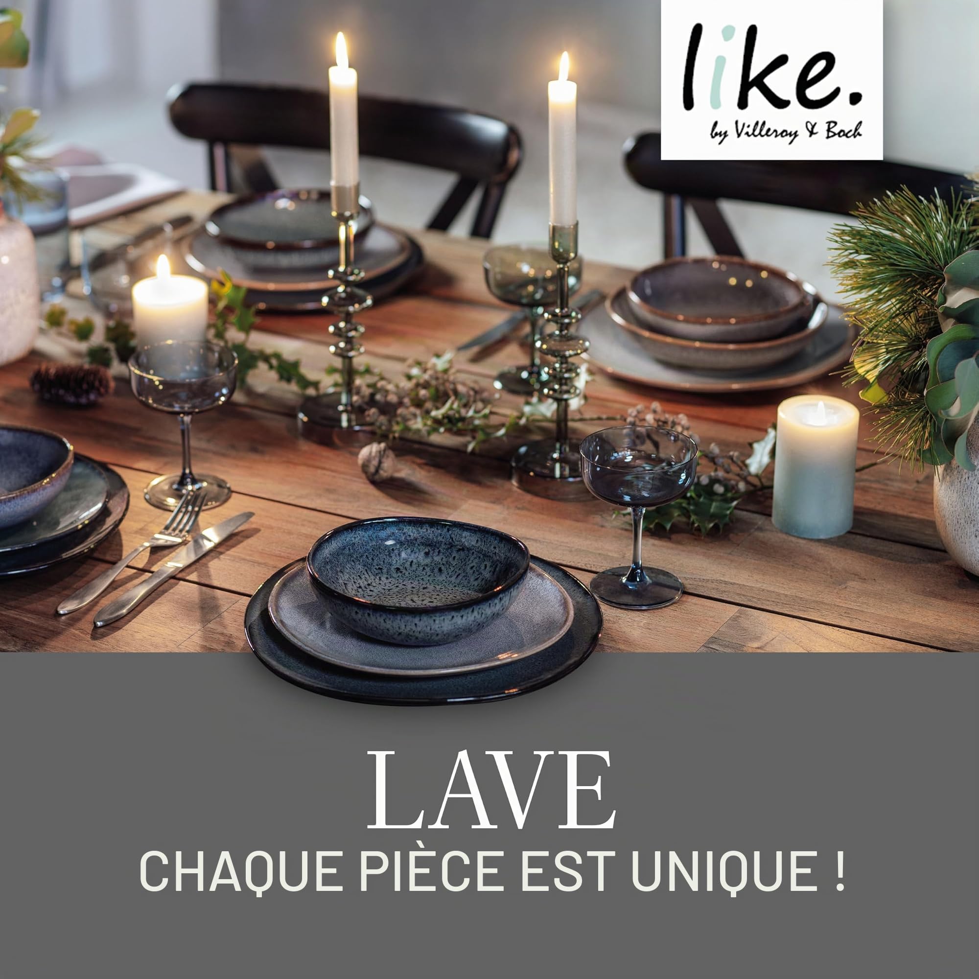 like. by Villeroy & Boch Lave gris saladier 25,5 x 25,5 x 10,5 cm