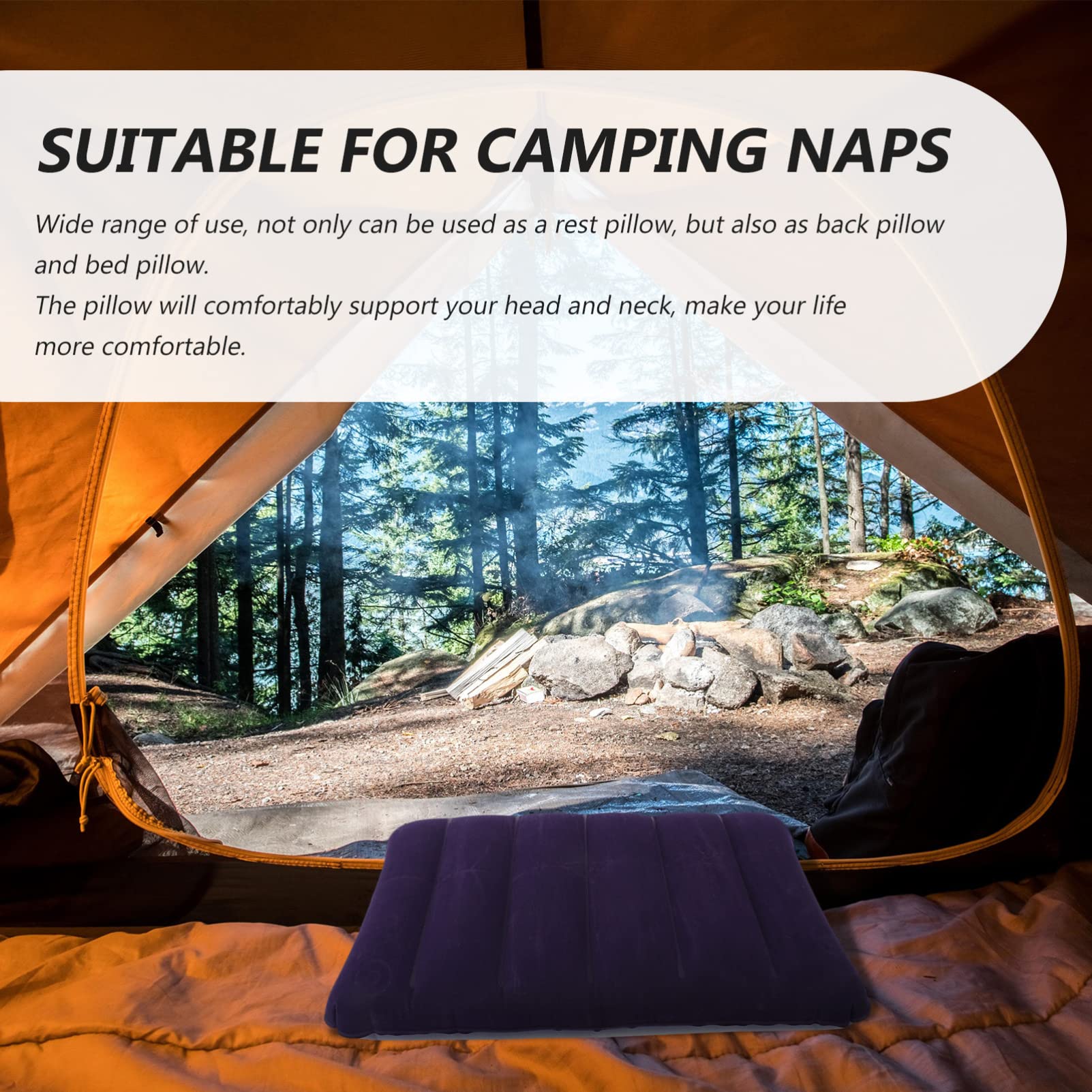 SUPVOX Multi-use Inflatable Pillow Camping Gear Essential Breathable Ergonomic Neck Support Pillow