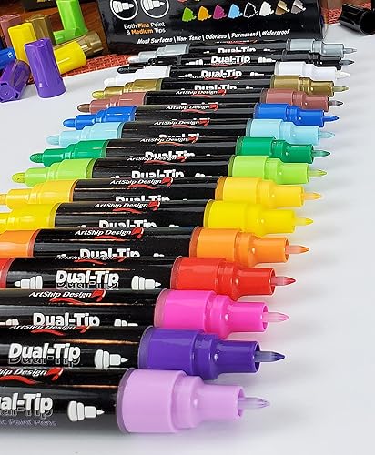 Miniatura 3 de 16 rotuladores de pintura acrílica de doble punta, tanto extrafina como media para pintura de rocas, tazas, cerámica, copas de vino, madera, vidrio,