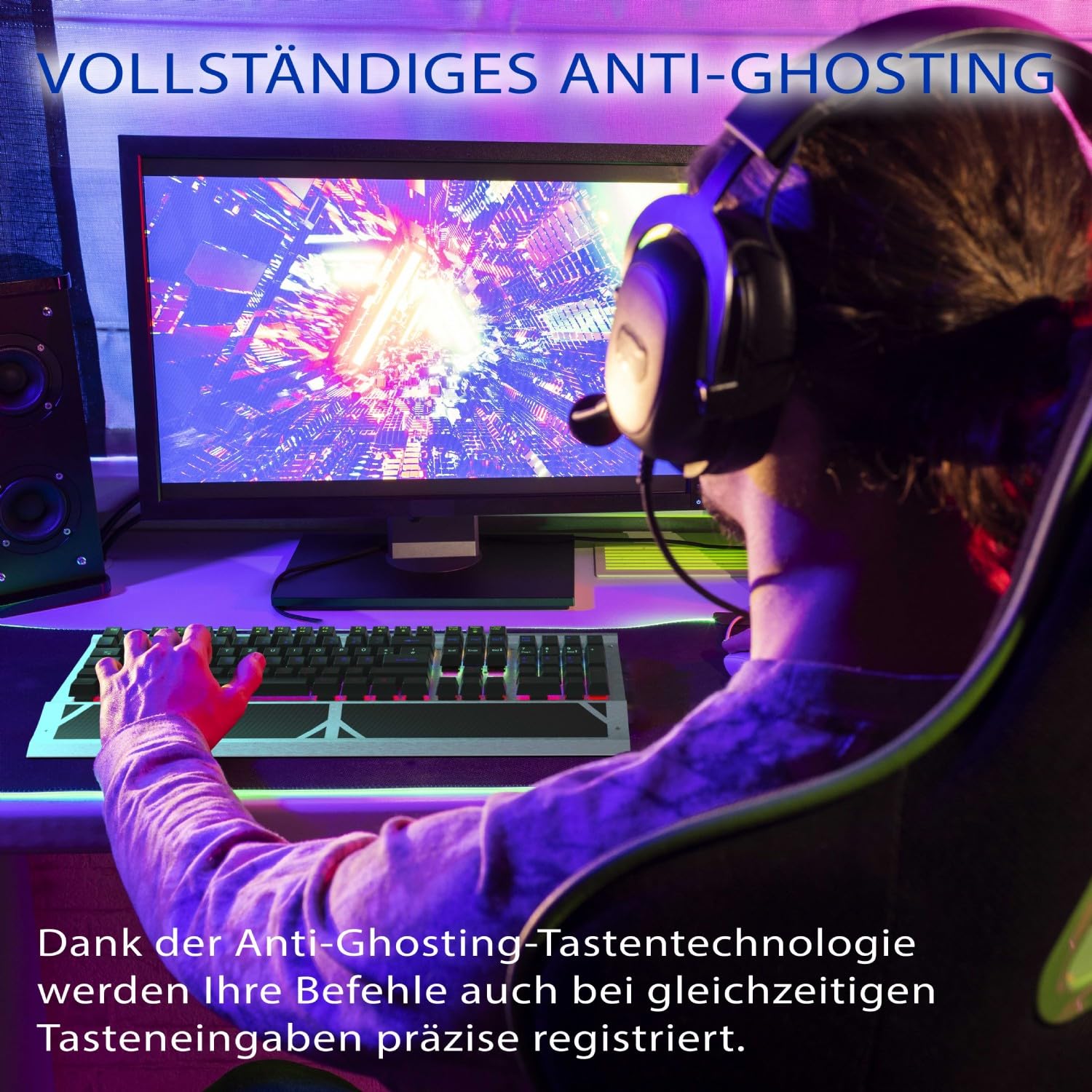 Inca IKG-444 Ophira RGB Clavier de Jeu mécanique 104 Touches Anti-ghosting Boîtier en Aluminium USB QWERTZ avec extracteur de Touches et kit de Nettoyage Compatible avec Windows, Mac, Linux