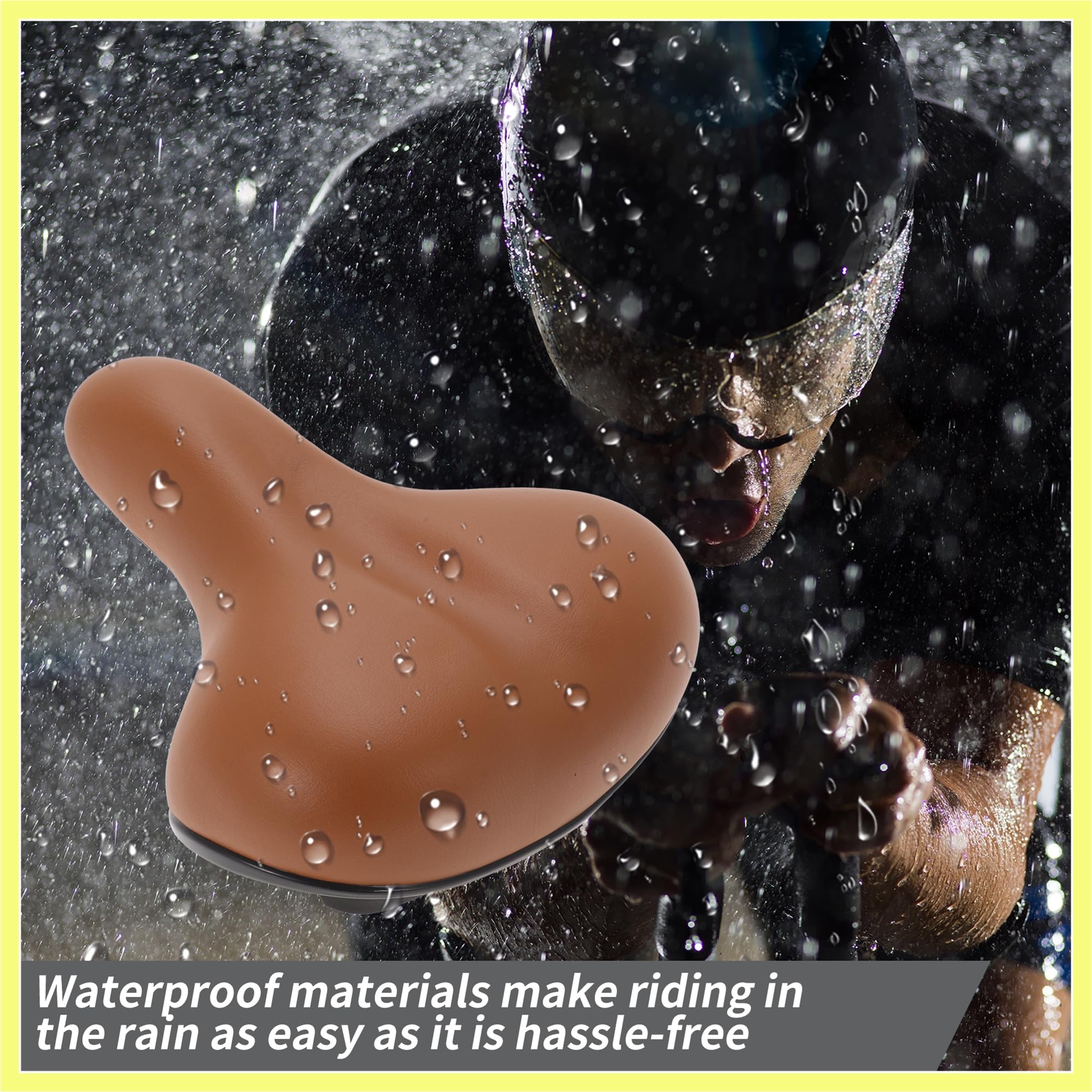 QUARKZMAN 1 Juego De Sillín De Bicicleta Sillín De Bicicleta Impermeable De Poliuretano con Herramientas Sillín De Bicicleta Cómodo con Absorción De Impactos Marrón