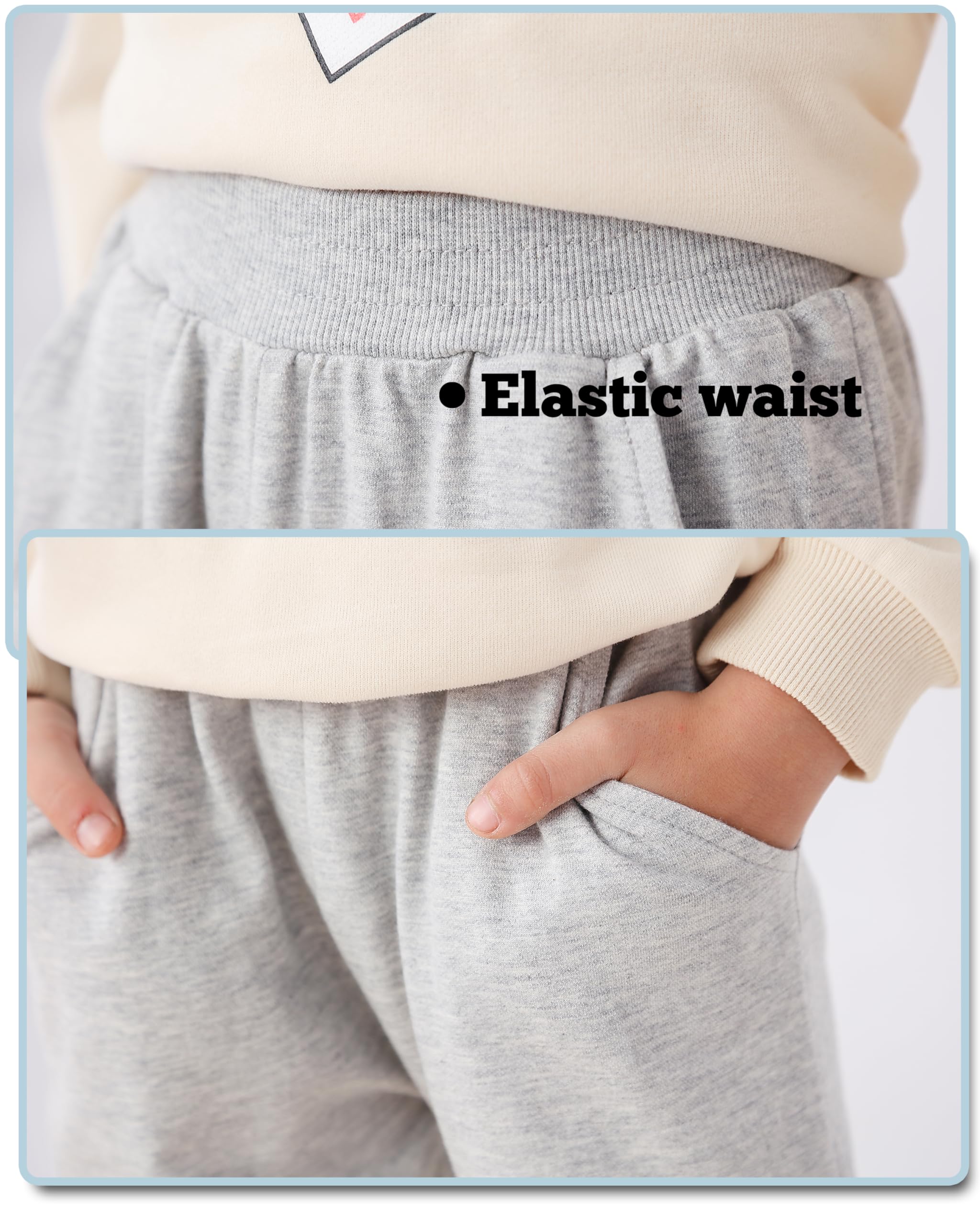 GFQLONG Confezione da 2/3 pantaloni sportivi per bambini, in cotone, con tasche, per vestiti per bambini