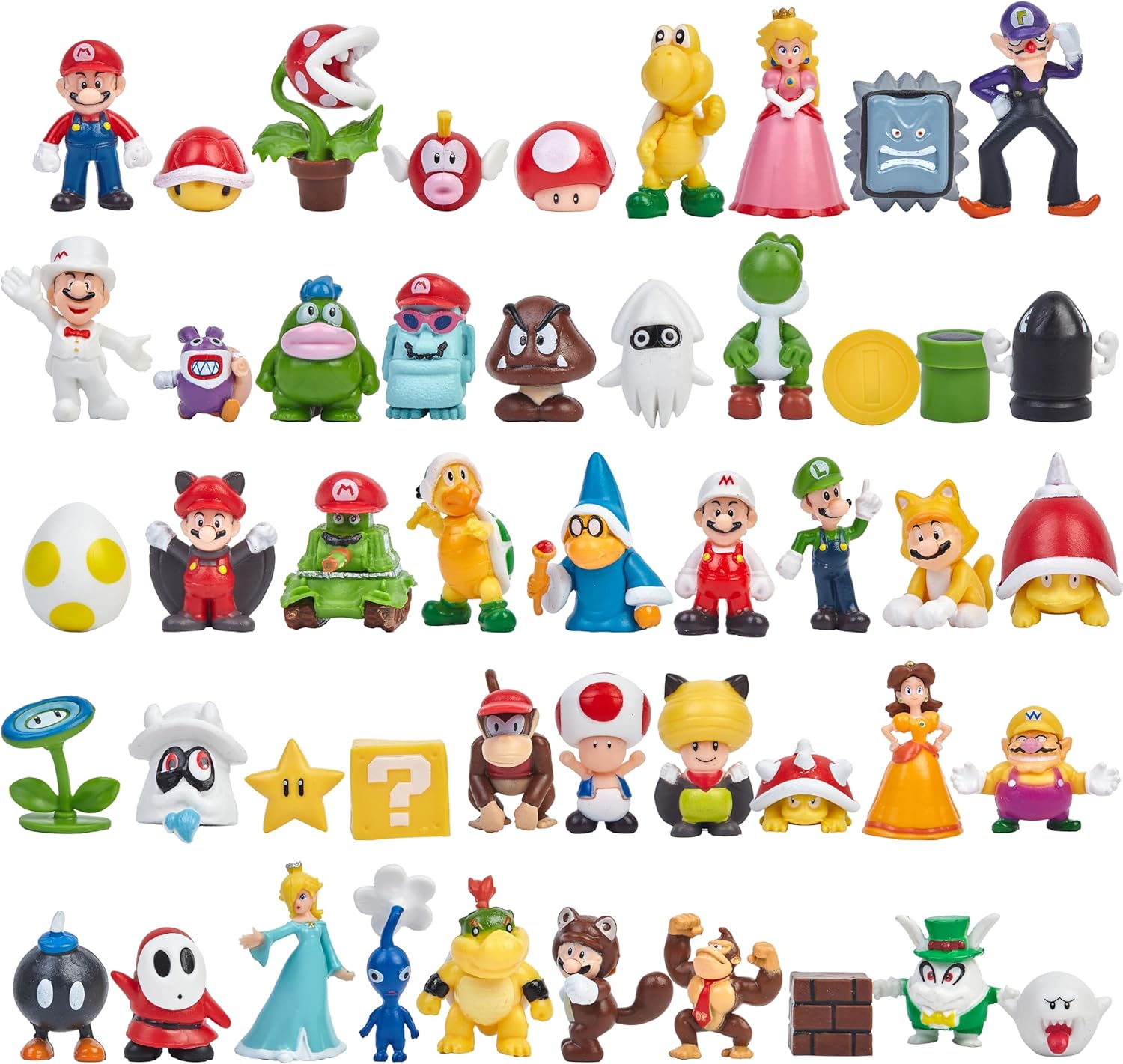48-Pack Super Mario & Luigi Action Figure Set - Collectible Mini Figurines & Cake Toppers, Kids' Birthday Party Decorations (2 inch)