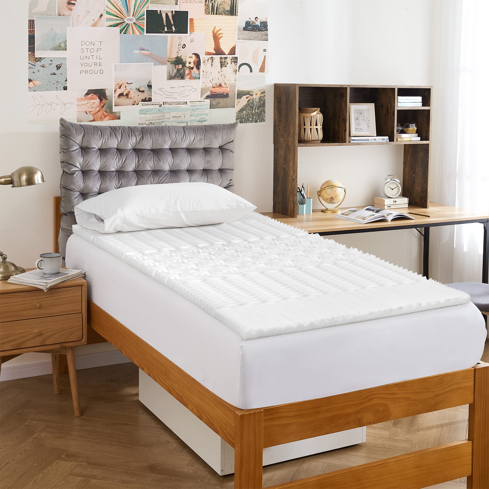DormCo Basic 5 Zone Egg Crate Twin XL Mattress Topper