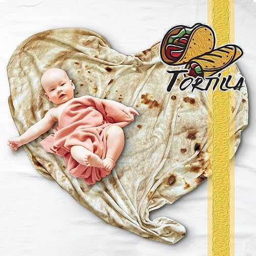 Miniatura 5 de Manta de tortilla tamaño adulto gigante de doble cara para niños, divertida y realista, manta personalizada, regalo novedoso para todos, franela