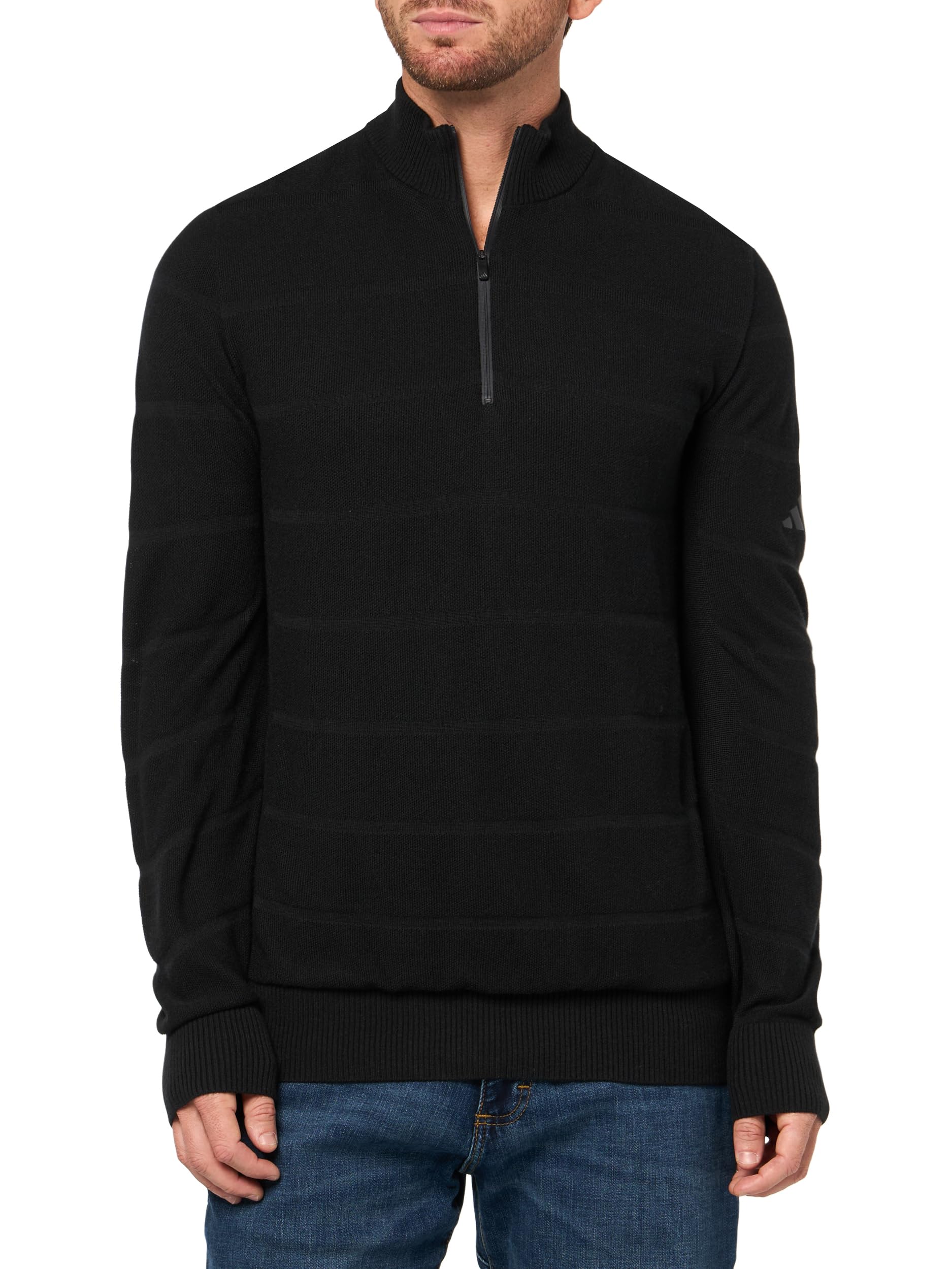 adidas Men's Ultimate365 Tour Wind Knit Quarter-Zip Jacket, Black, L