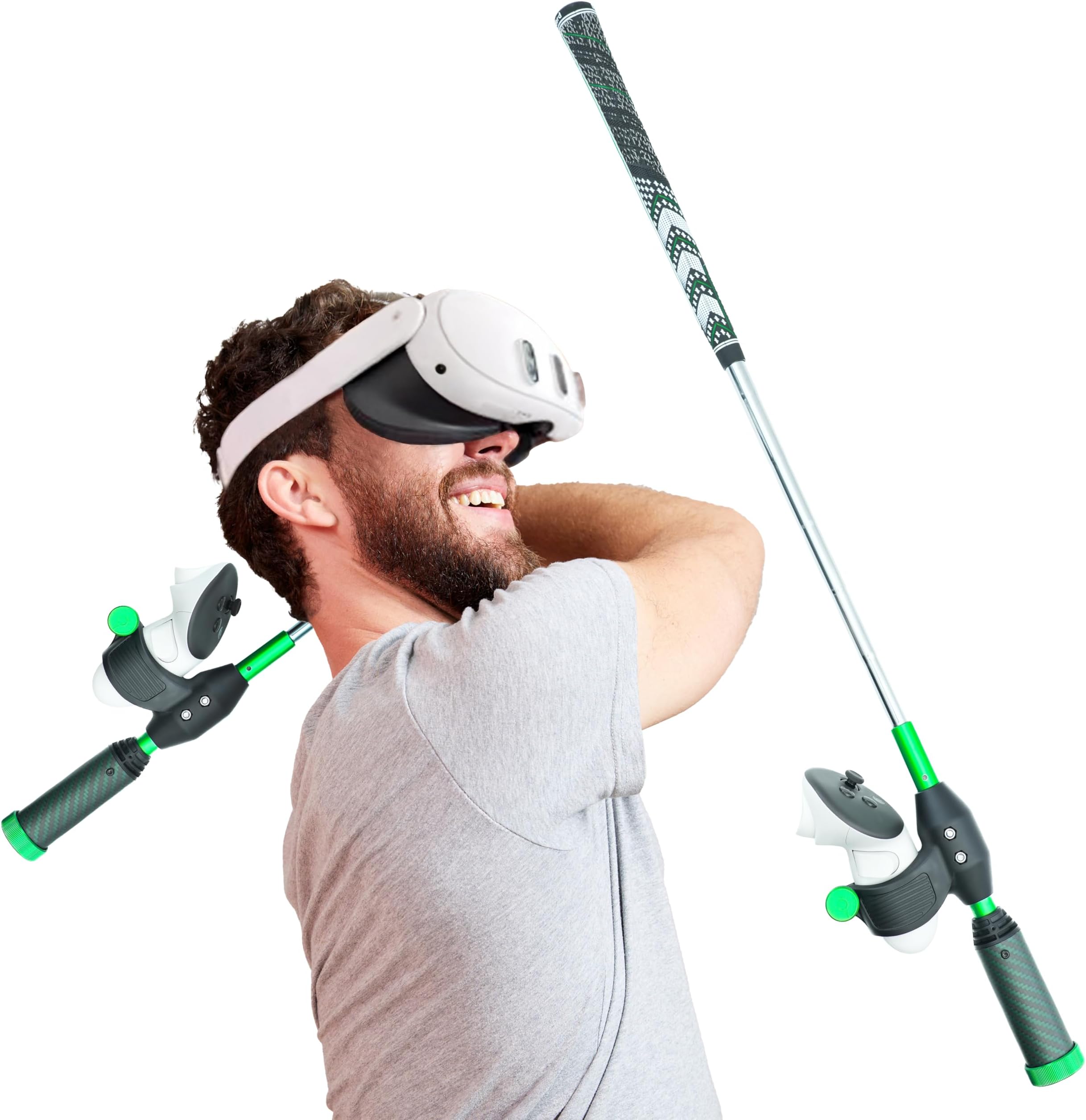 DeadEyeVR - DriVR Elite Chrome - Stepped Steel Golf Club for Virtual Reality - Realistic VR Golf Simulator Handle - Adjustable Weighted VR Golf Club Grip for Enhanced Play