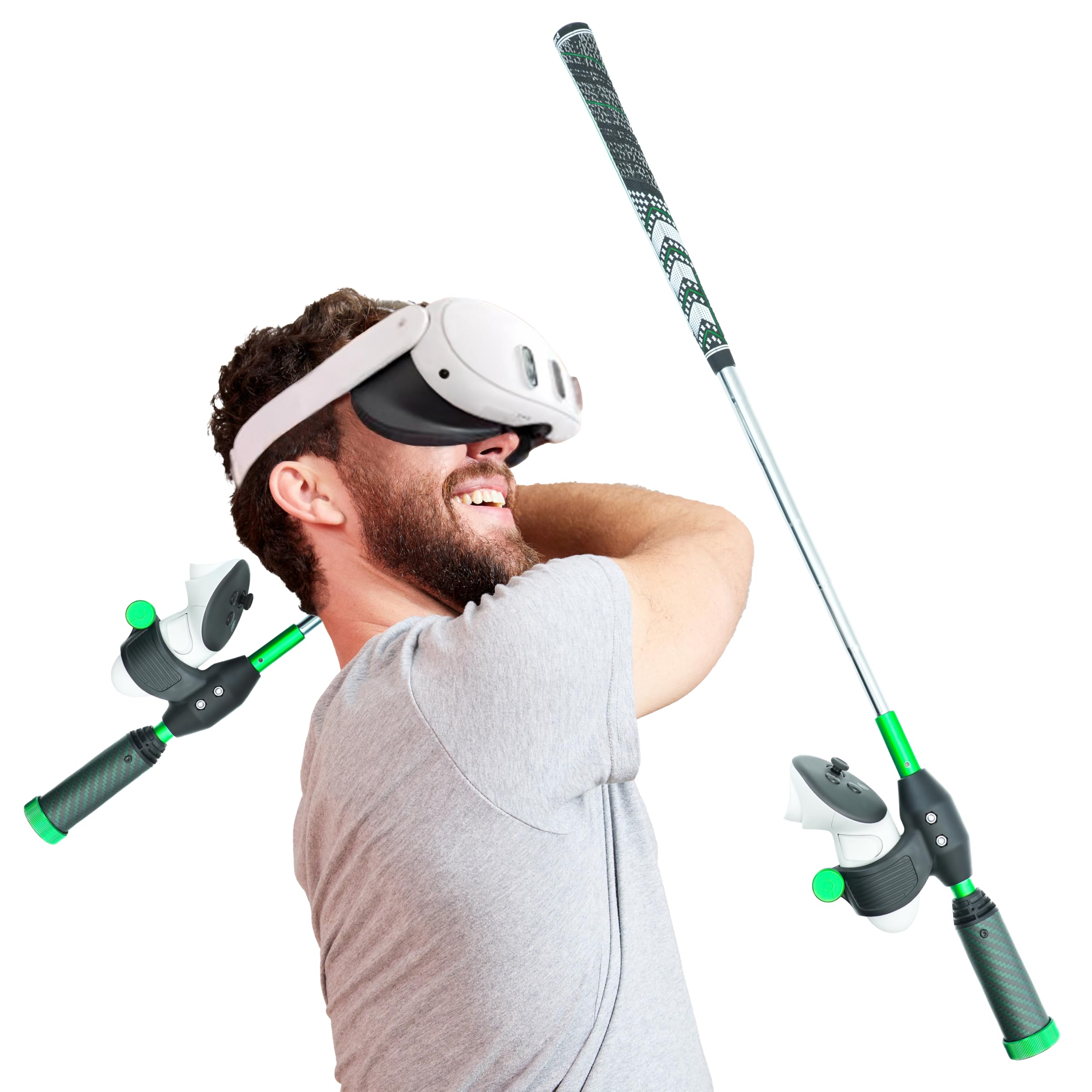 DeadEyeVR - DriVR Elite Chrome - Stepped Steel Golf Club for Virtual Reality - Realistic VR Golf Simulator Handle - Adjustable Weighted VR Golf Club Grip for Enhanced Play