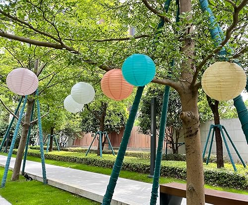 Miniatura 5 de Linternas de papel japonesas azules de 8 pulgadas, pantalla de lámpara de papel (juego de 5, azul)