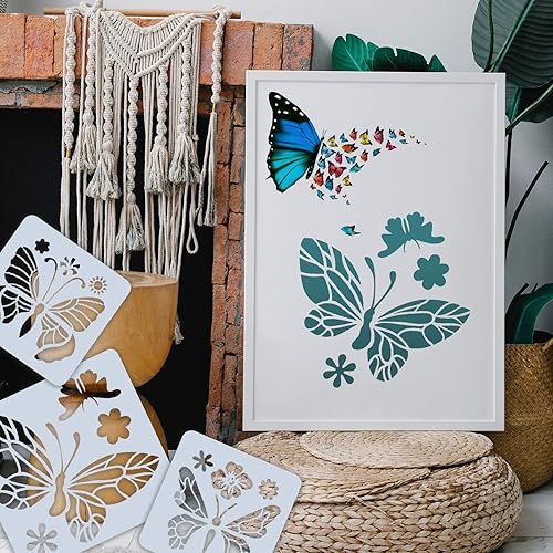 Miniatura 4 de BLMHTWO 12 plantillas de mariposa reutilizables para pintura de mariposa plantillas de pintura de mariposa animales de mariposa manualidades