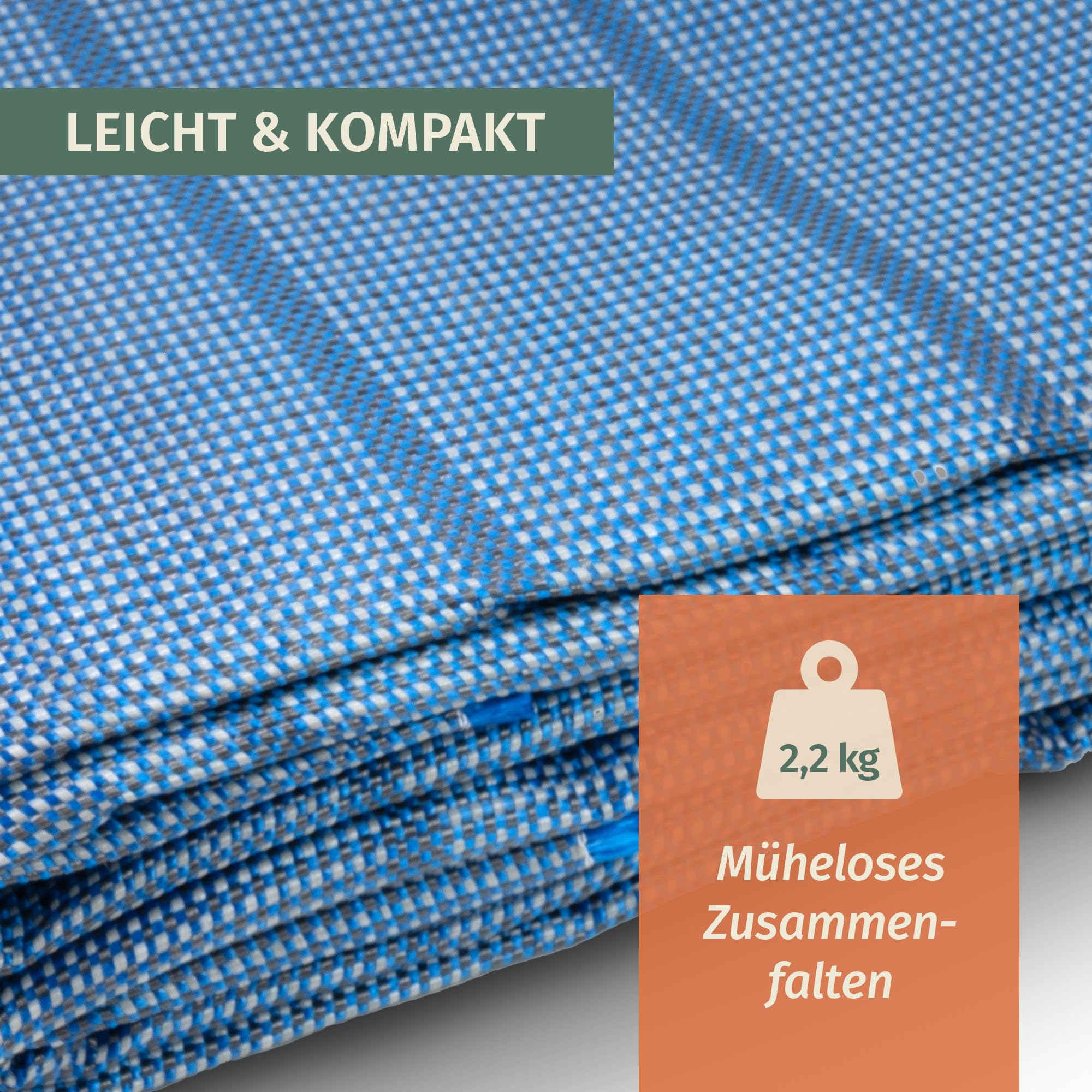 Tapis d'auvent bleu clair 250 x 300 cm PP 300 g/m² résistant aux intempéries UV lavable