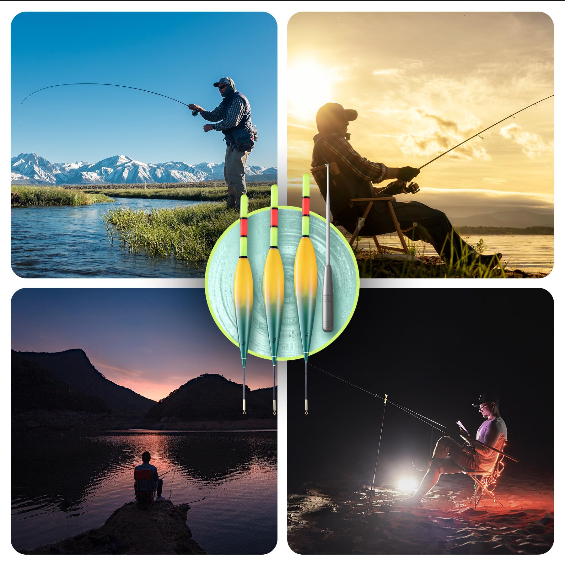 Flotadores de Pesca LED Recargables 10g 15g 20g Impermeables para Pesca Nocturna