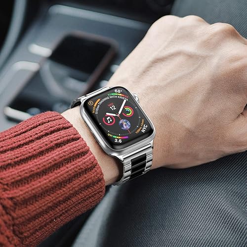 Vista 64 de EPULY - Correa de acero inoxidable, ejecutiva compatible con Apple Watch (iWatch) de 1.93, 1.77, 1.73, 1.65, 1.61, 1.57 y 1.50 pulgadas, unisex
