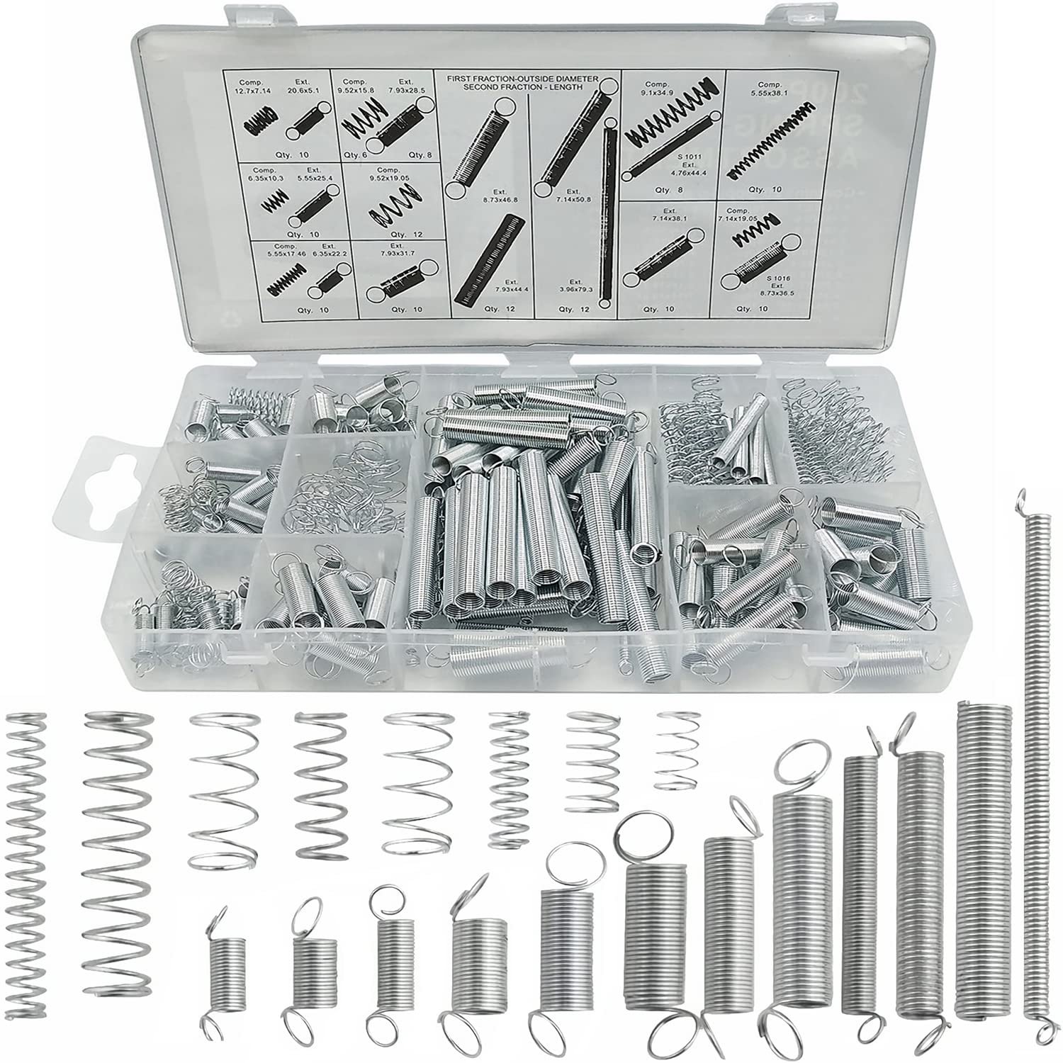 200PCS Compression Spring Extension Spring Assortment Kit, 20 Different