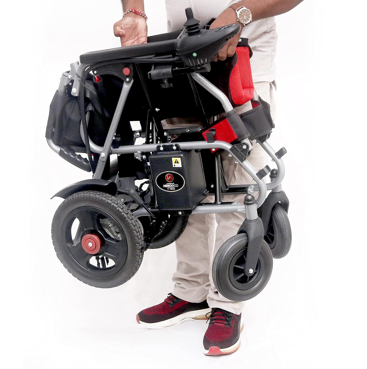 KANISHKA WHEELCHAIR WALA Power Wheelchair Strong MS Frame | Regular Foldable Lightweight Wheelchair | Cushion Seat for Extra Comfort