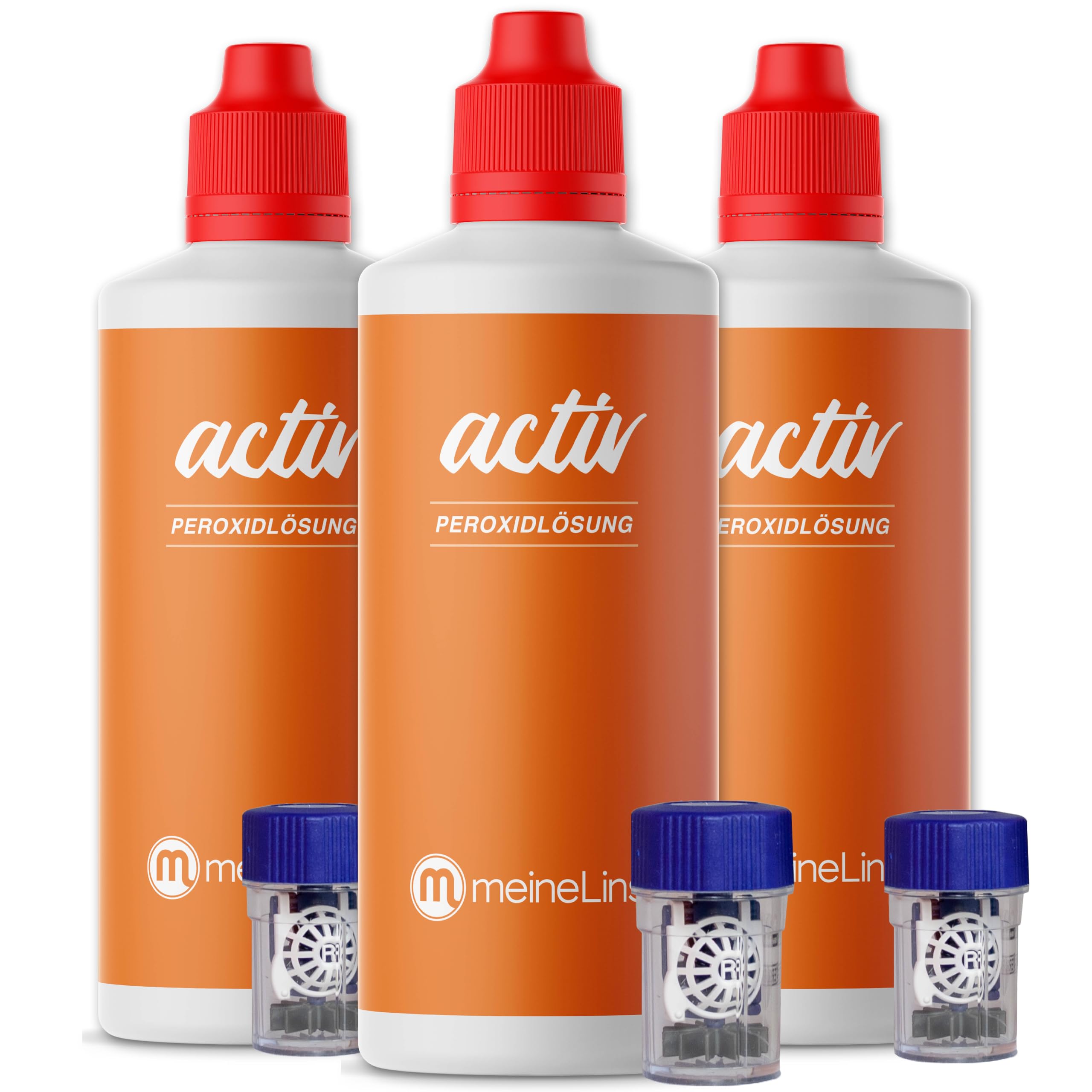 activ Peroxidlösung 3 x 360ml + 3 Behälter - für die schonende Reinigung weicher & formstabiler Kontaktlinsen - konservierungsmittelfrei (3x 360ml + 3 Behälter)