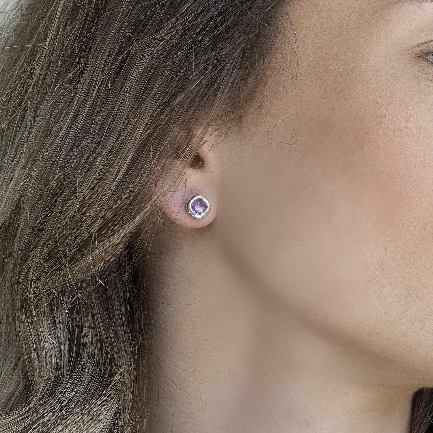 Kleine Edelstein Ohrstecker Silber 925 Ohrringe für Damen eckig SO-340