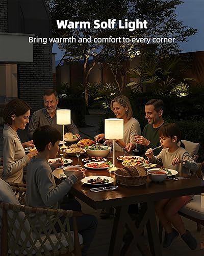 Miniatura 7 de Lámpara de mesa inalámbrica, 8000 mAh, regulable, luz ambiental, 2700 K, control táctil, portátil, LED, inalámbrica, recargable, funciona con pilas,