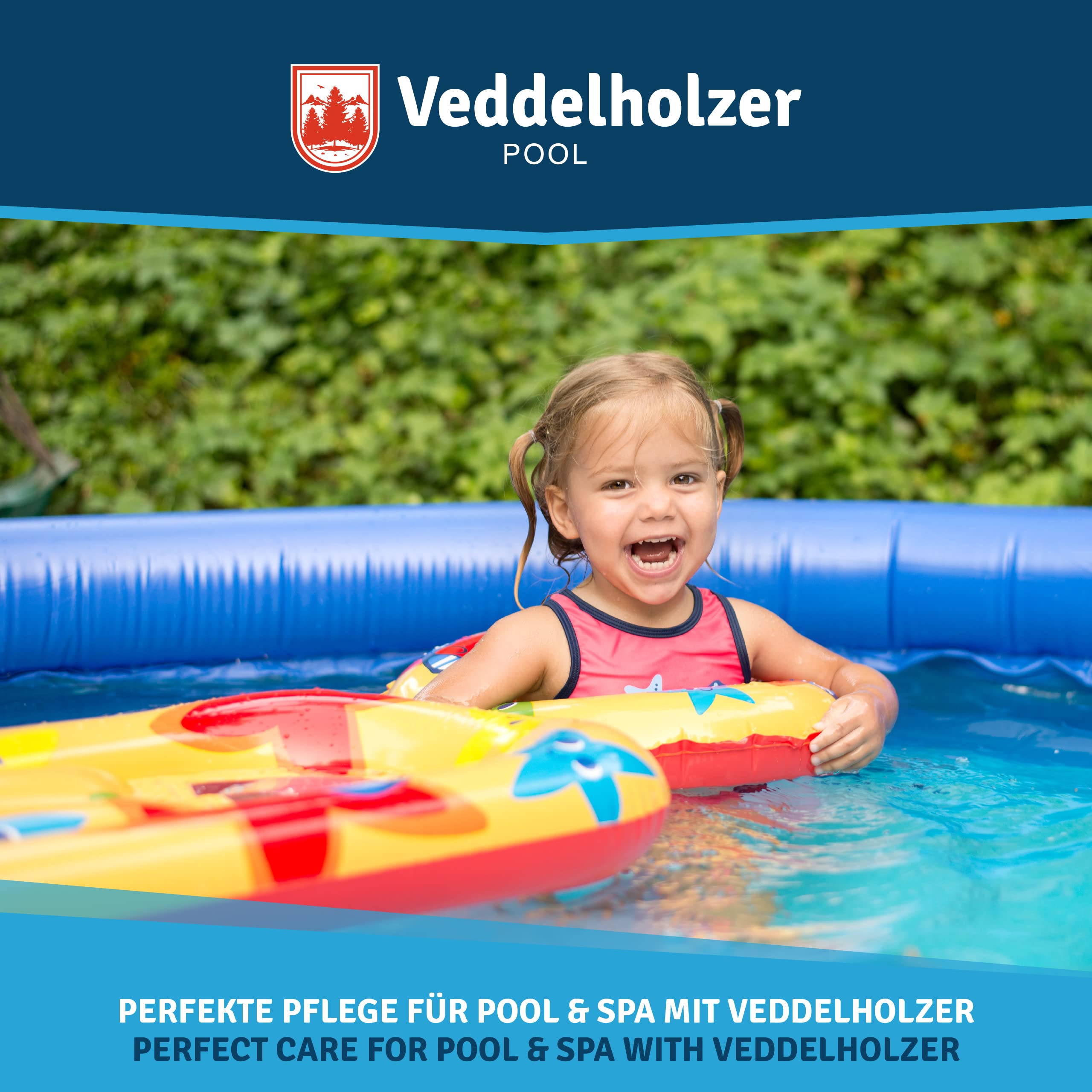 Veddelholzer Mini 4 in 1 Pool Reinigungsset & Spa Poolreiniger, Tester pH, Chlortabletten für Pool 2,7 g, ph minus, Skimmer zur Poolpflege für Anfänger mit Anleitung Perfekte Pool Reinigung & Whirpool