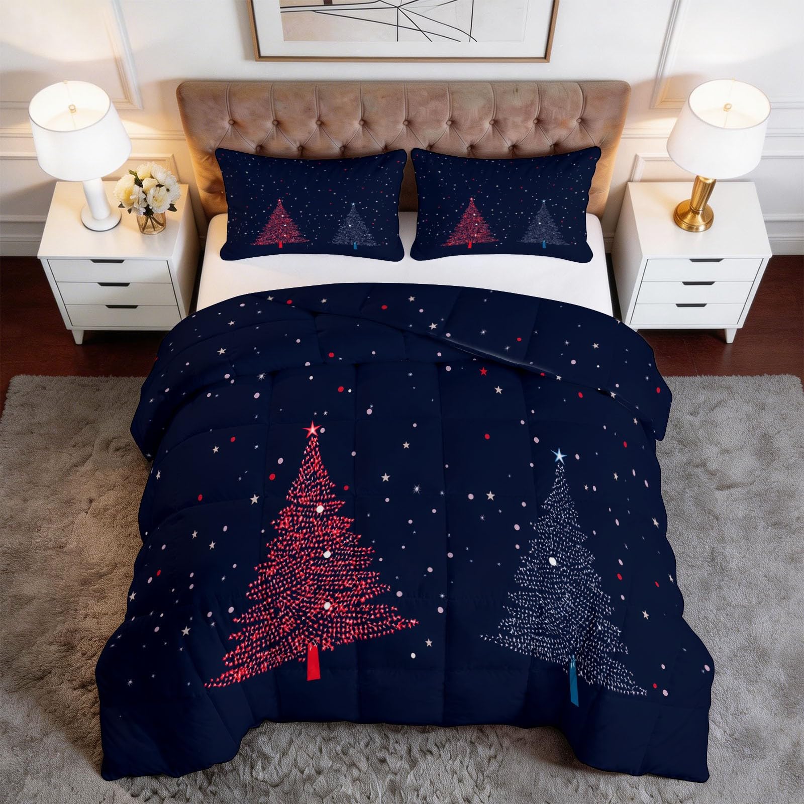 Edredón estrellas reversible galaxia de 200x200 cm para habitaciones infantiles acogedoras