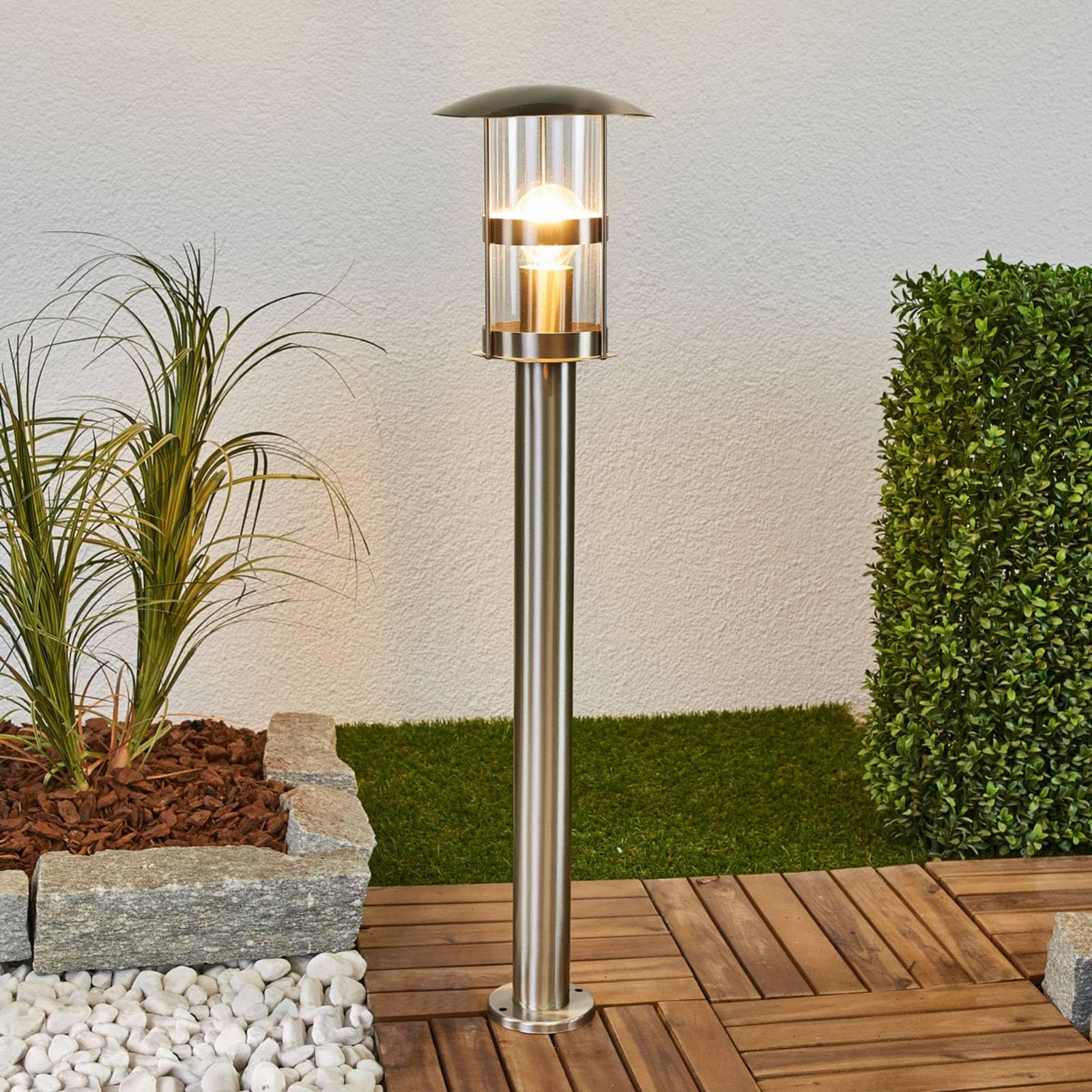 Lindby lampada da esterni dimmerabile (Moderno) colore Grigio, in Acciaio Inox Lampioncino paletto luminoso viale lampioncino