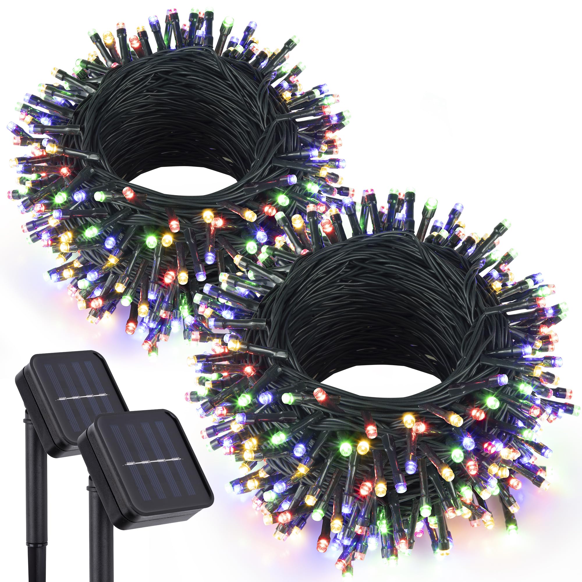kemooie 2 Pack 240 LED Solar Christmas Lights Outdoor Waterproof, 78.7