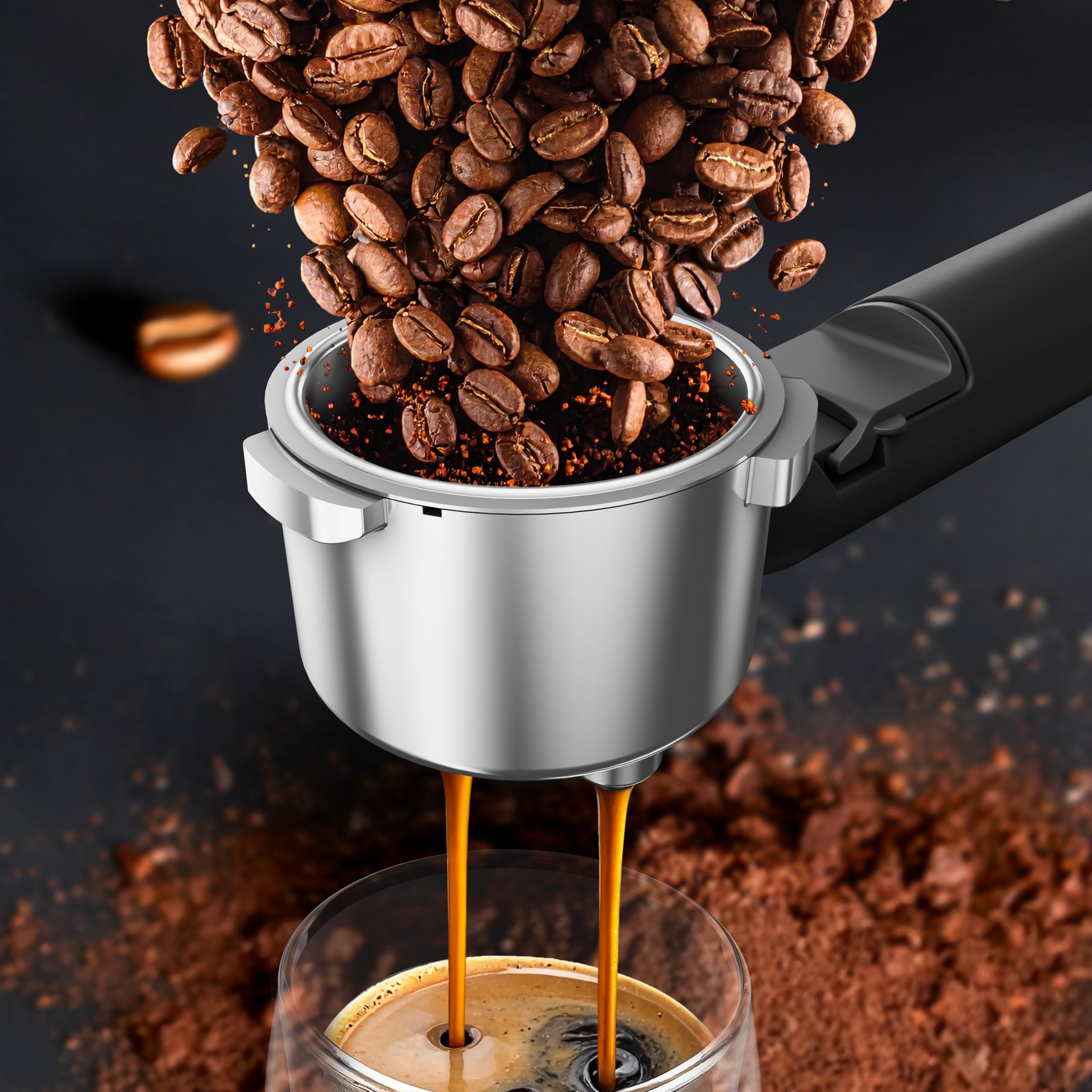 Grundig KSM 8530 Siebträgermaschine, 7 Kaffeespezialitäten inkl. Cold Brew, 1688 W, 20 bar, Edelstahlmahlwerk, Milchbehälter, Touch-Display, für Bohnen, Pulver & Kapseln, Schwarz/Braun