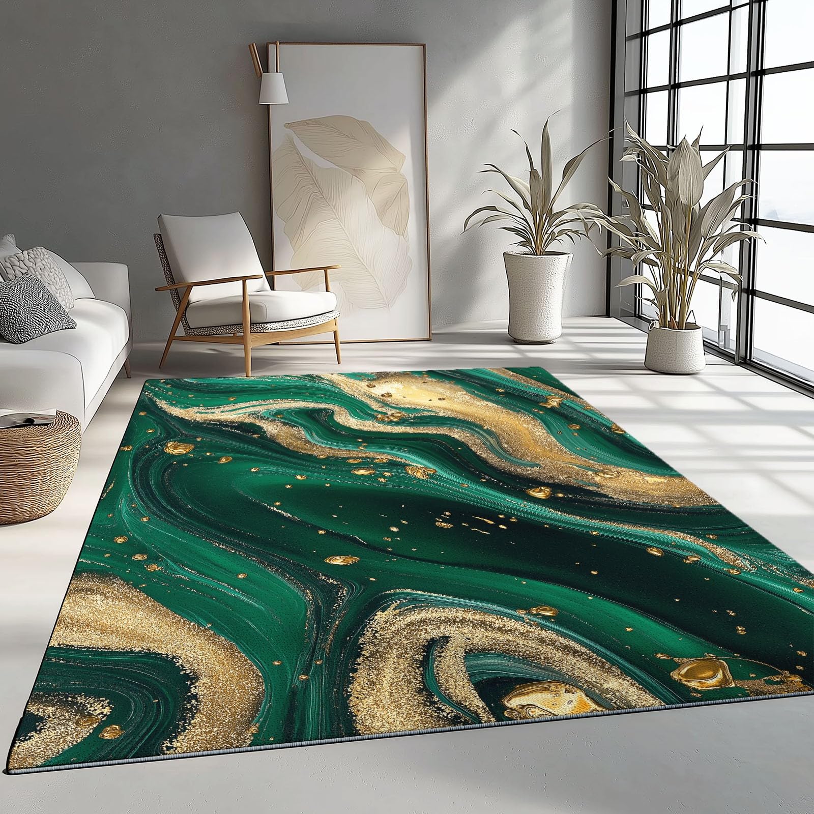 Dywan Area Rug o teksturze agatu, płynny luksus, zmywalny, miękki, ultradrobny kaszmir, krótki włos, prostokątny dywan antypoślizgowy 80 x 150 cm, dywany do sypialni, salonu, jadalni, kuchni, biura